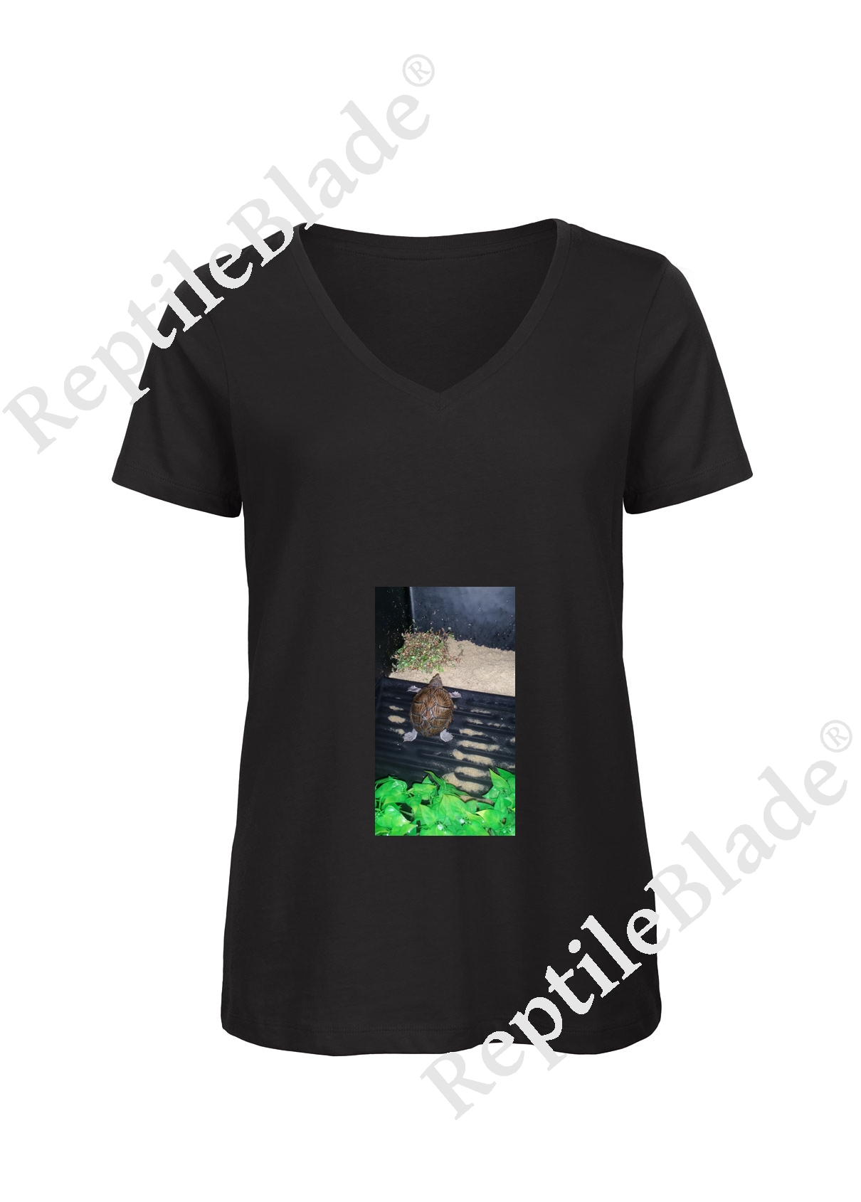 Miniature T-shirt femme col v "Lilo tortues"