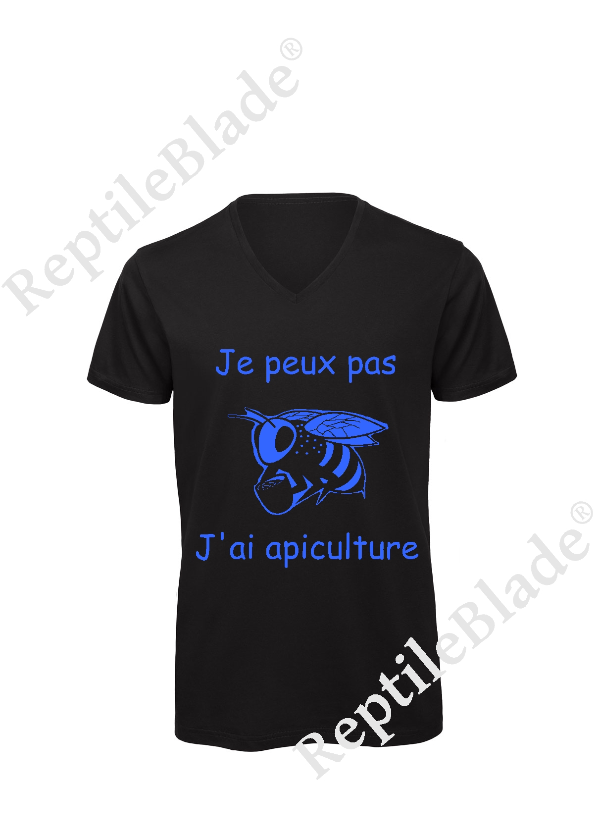 Miniature T-shirt homme col v "Je peux pas j'ai apiculture"