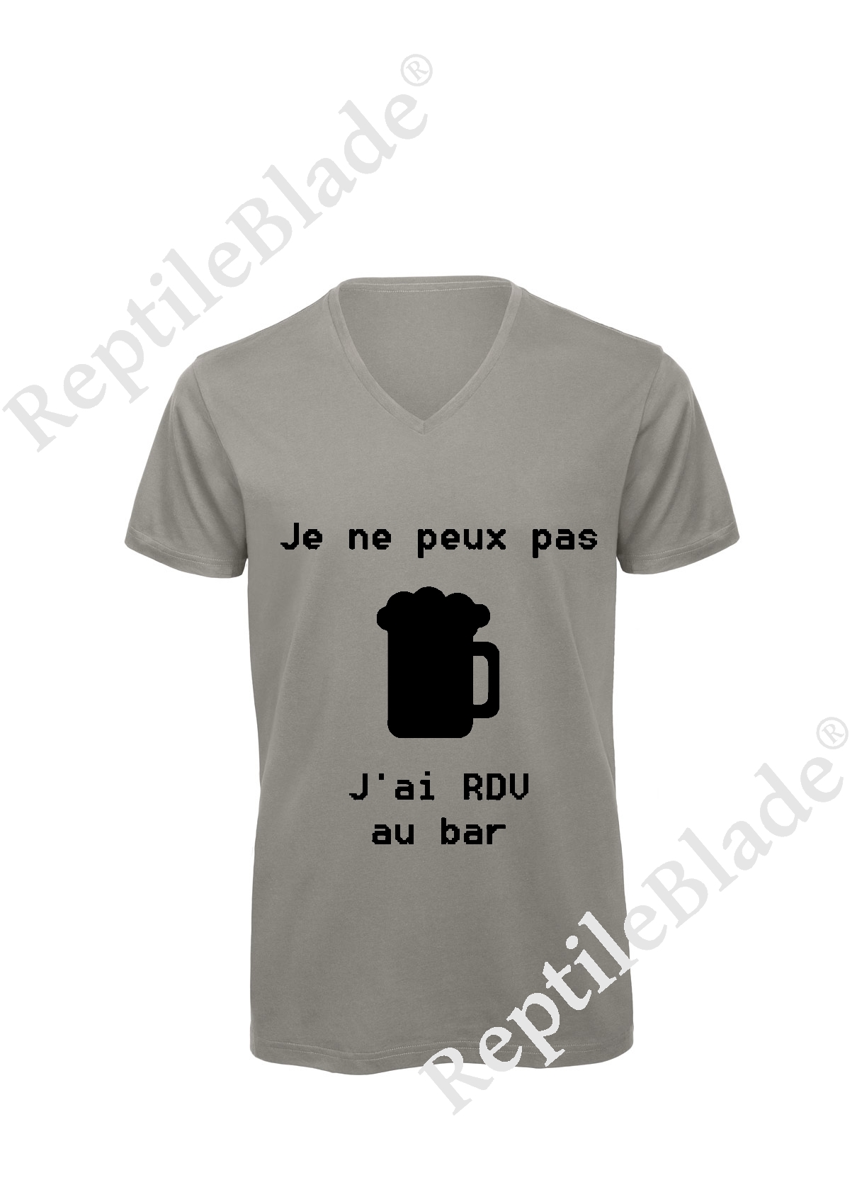 Miniature T-shirt homme col v "Je peux pas j'ai encore rdv au bar"