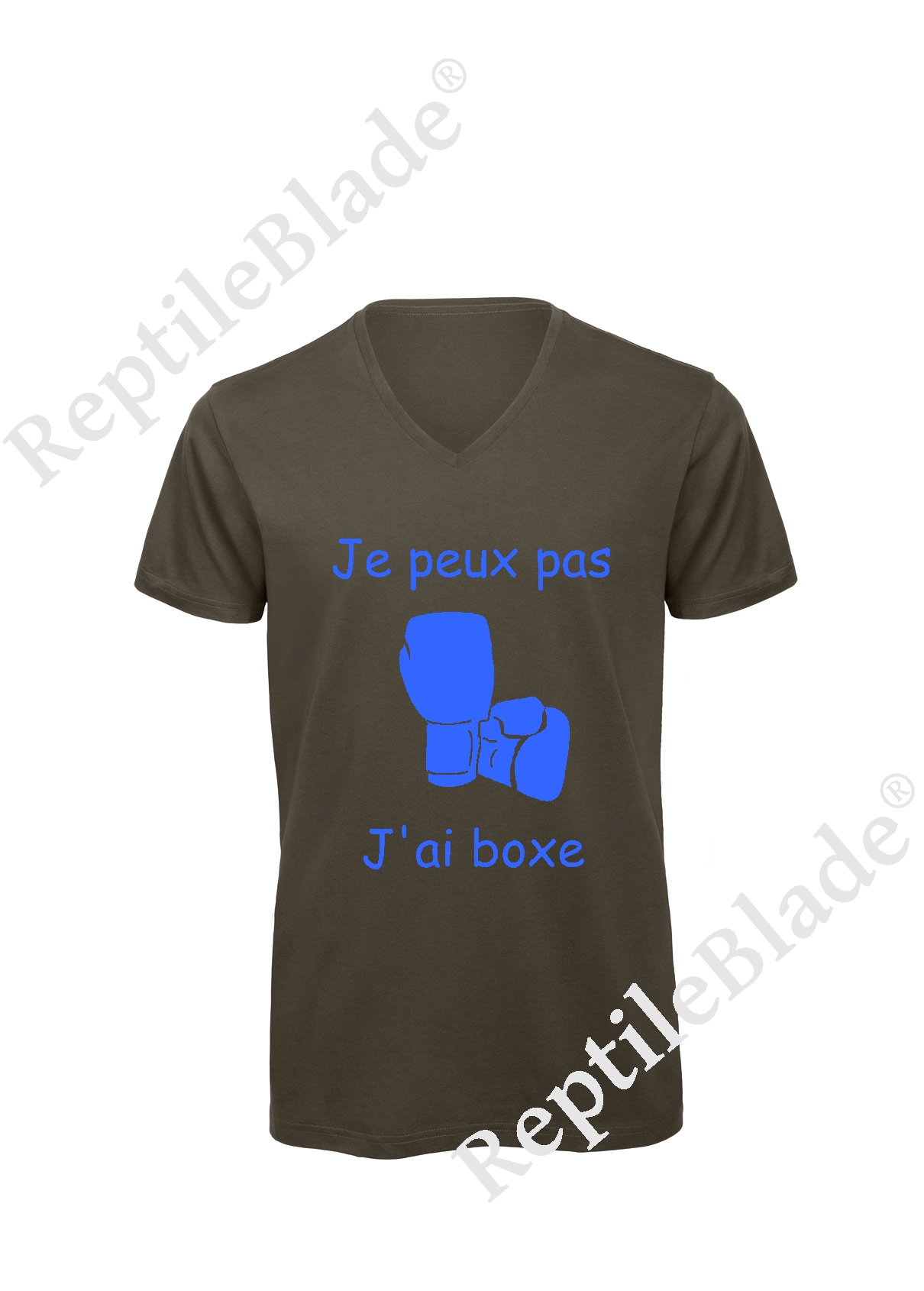 Miniature T-shirt homme col v "Je peux pas j'ai boxe"