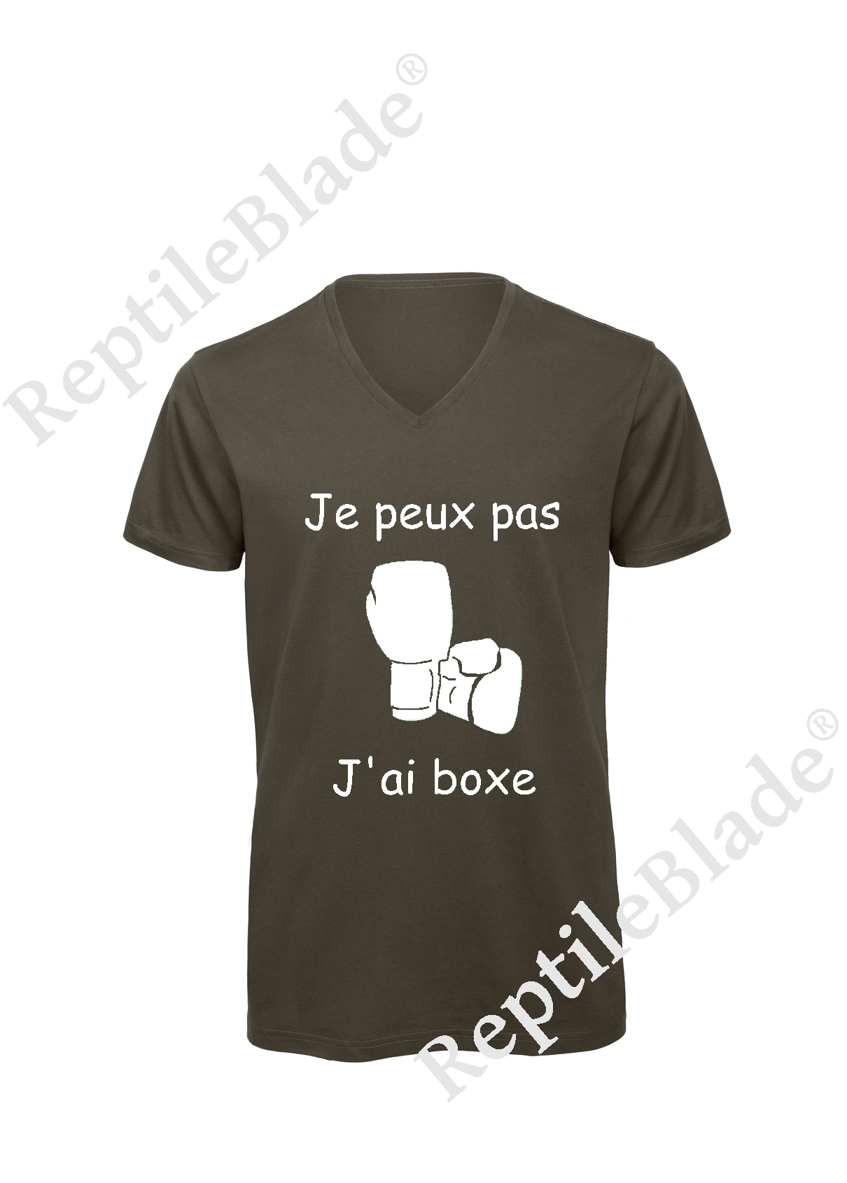 T-shirt homme col v "Je peux pas j'ai boxe"