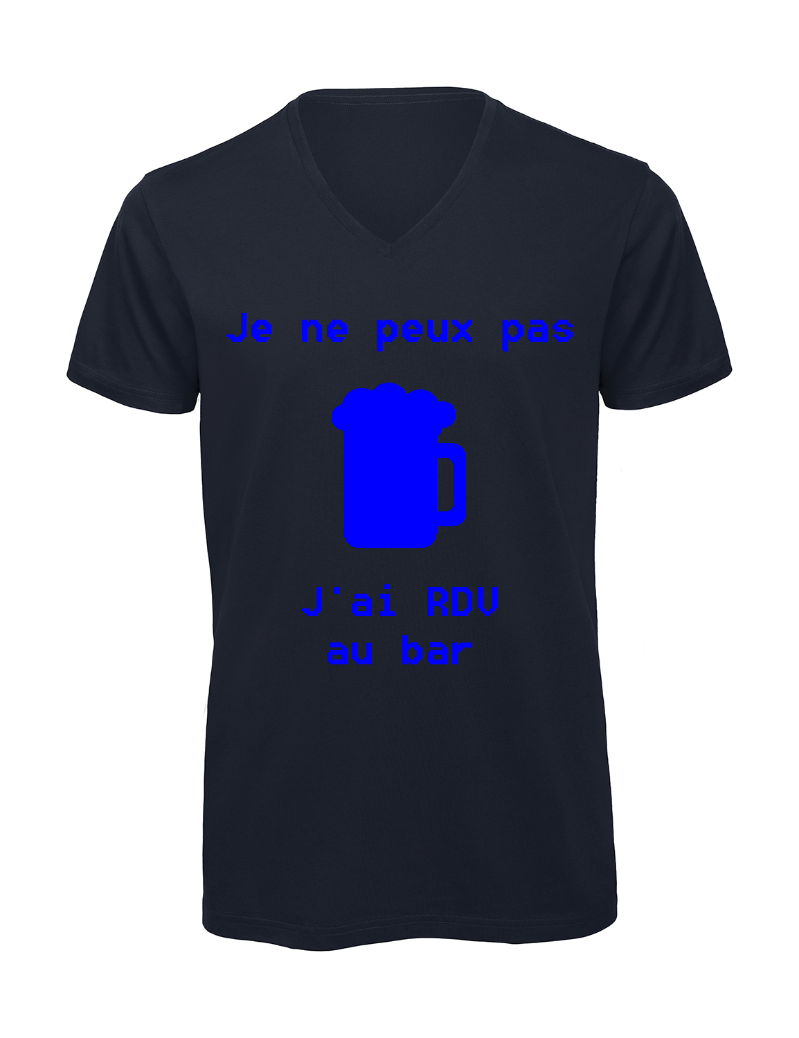 Miniature T-shirt homme col v "Je peux pas j'ai encore rdv au bar"