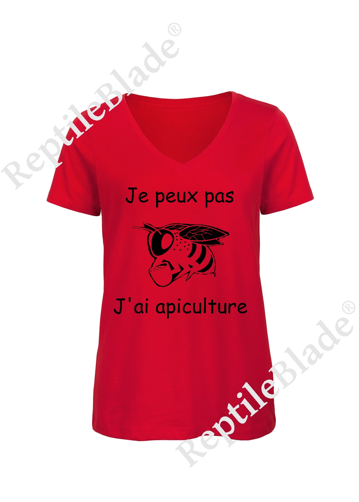 Miniature T-shirt femme col v "Je peux pas j'ai apiculture"