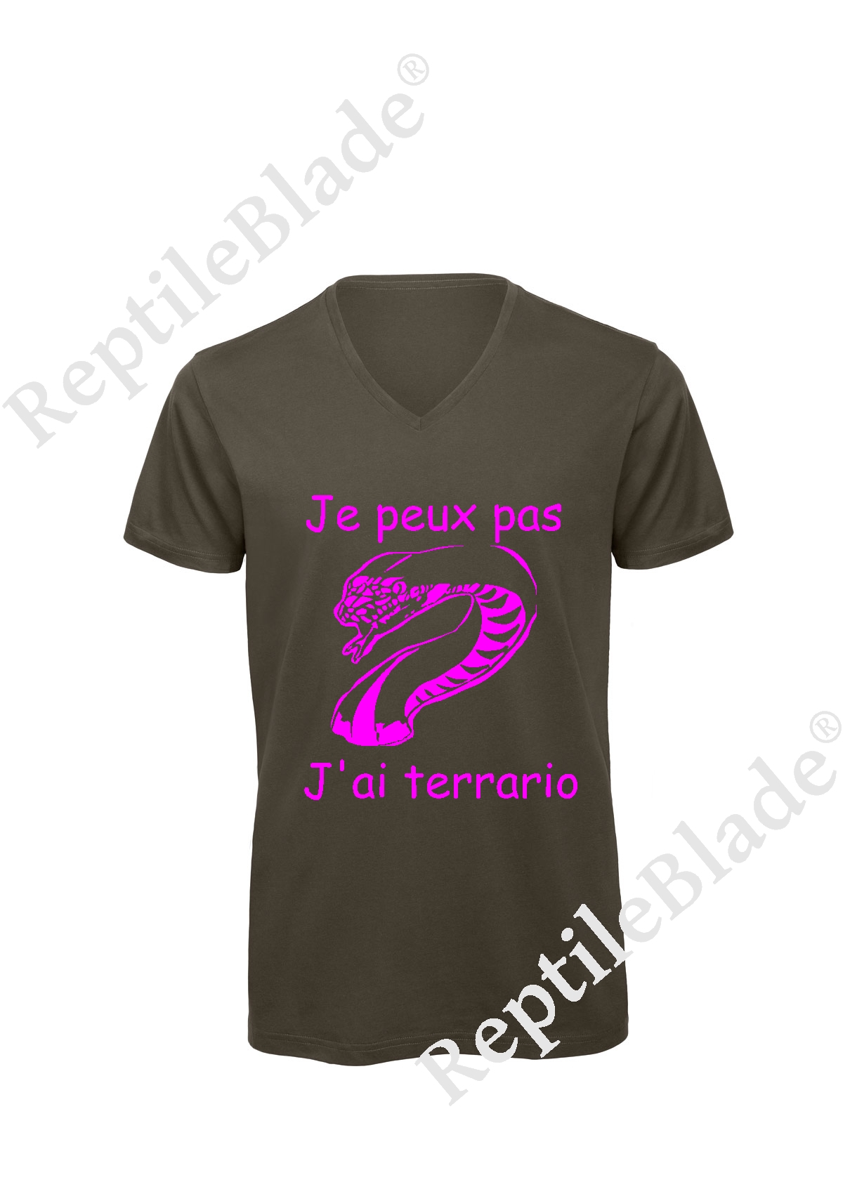 T-shirt homme col v "Je peux pas j'ai terrario"