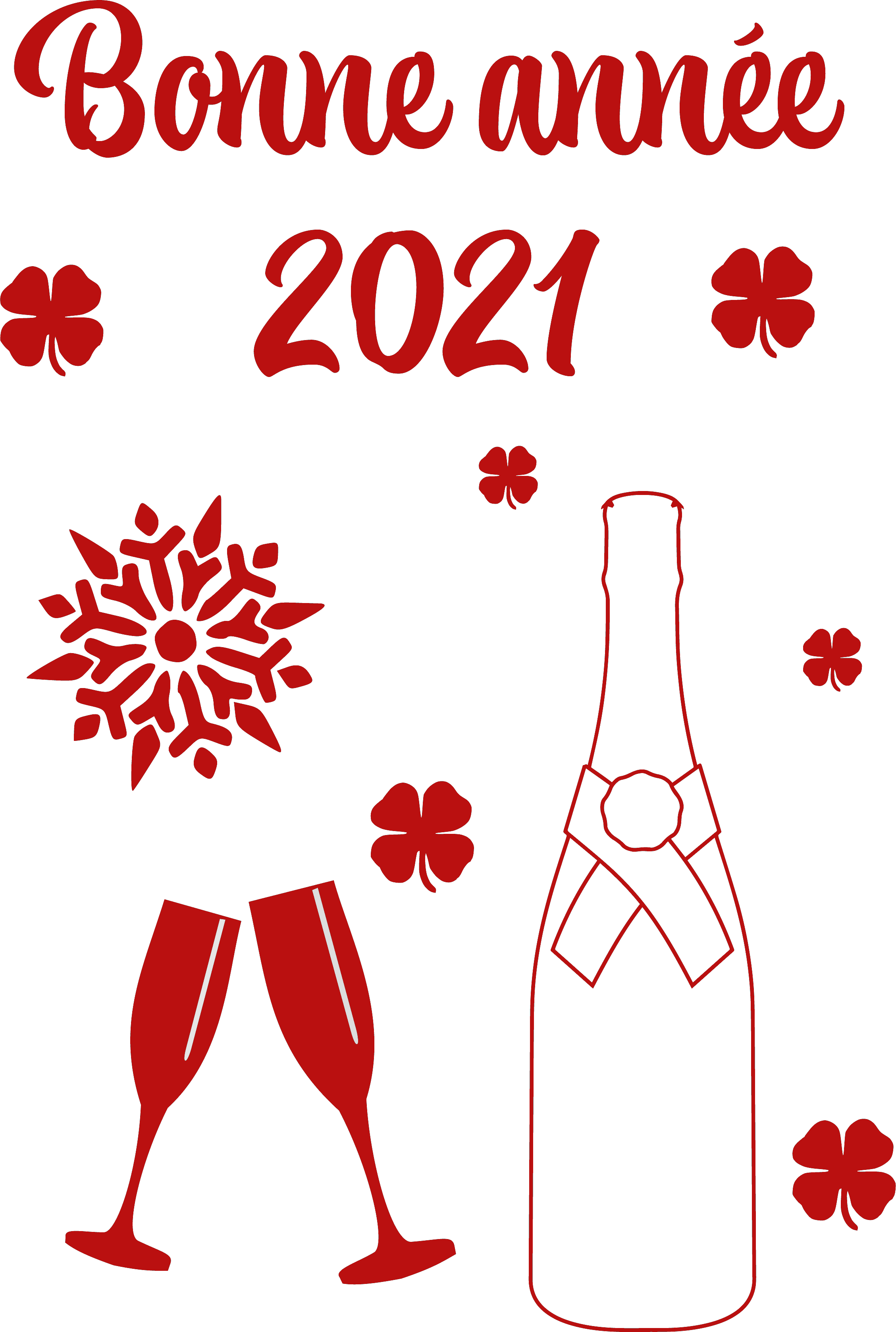 Planche de sticker vitre "Bonne année 2021"