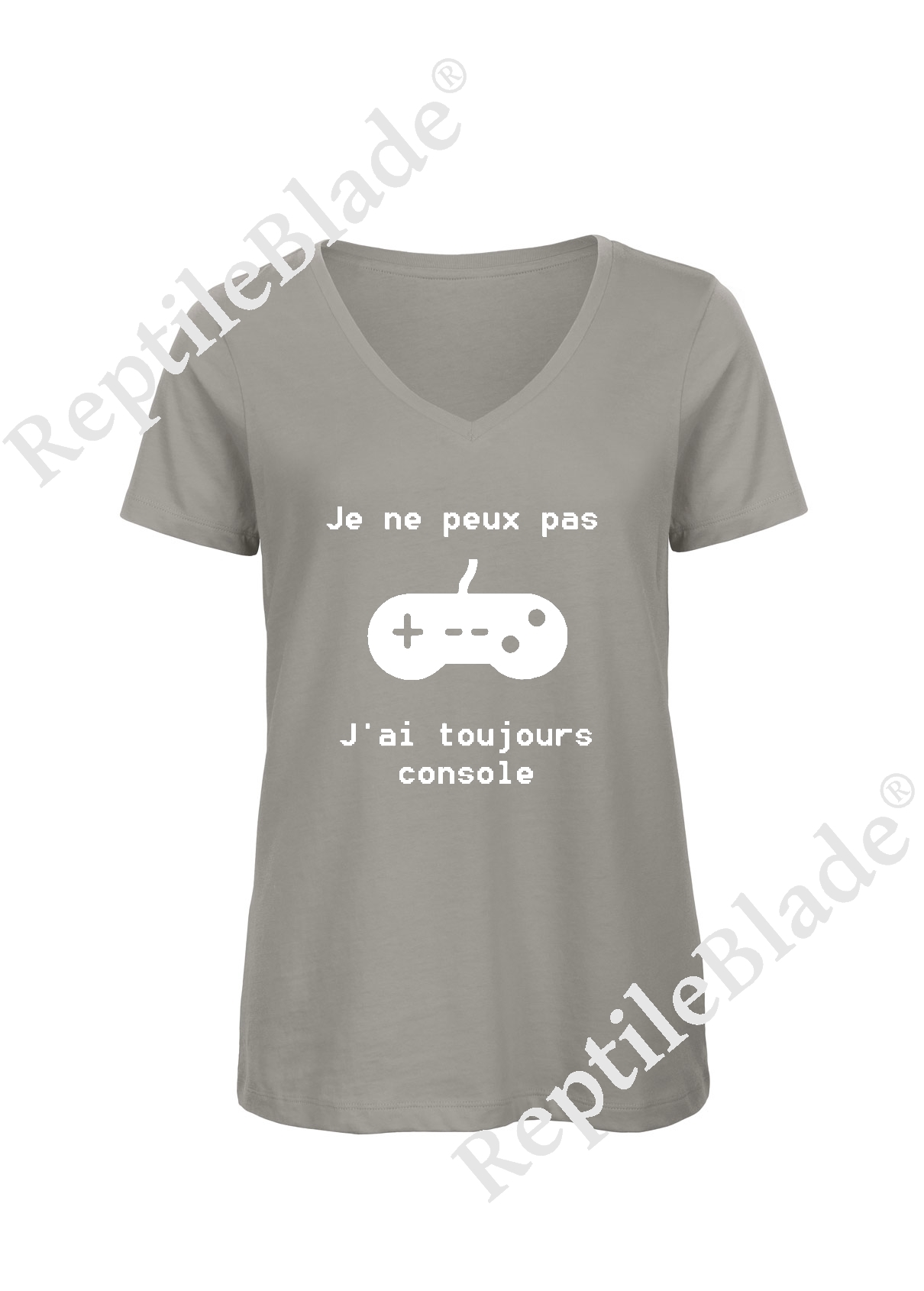 T-shirt femme col v "Je peux pas j'ai toujours console"