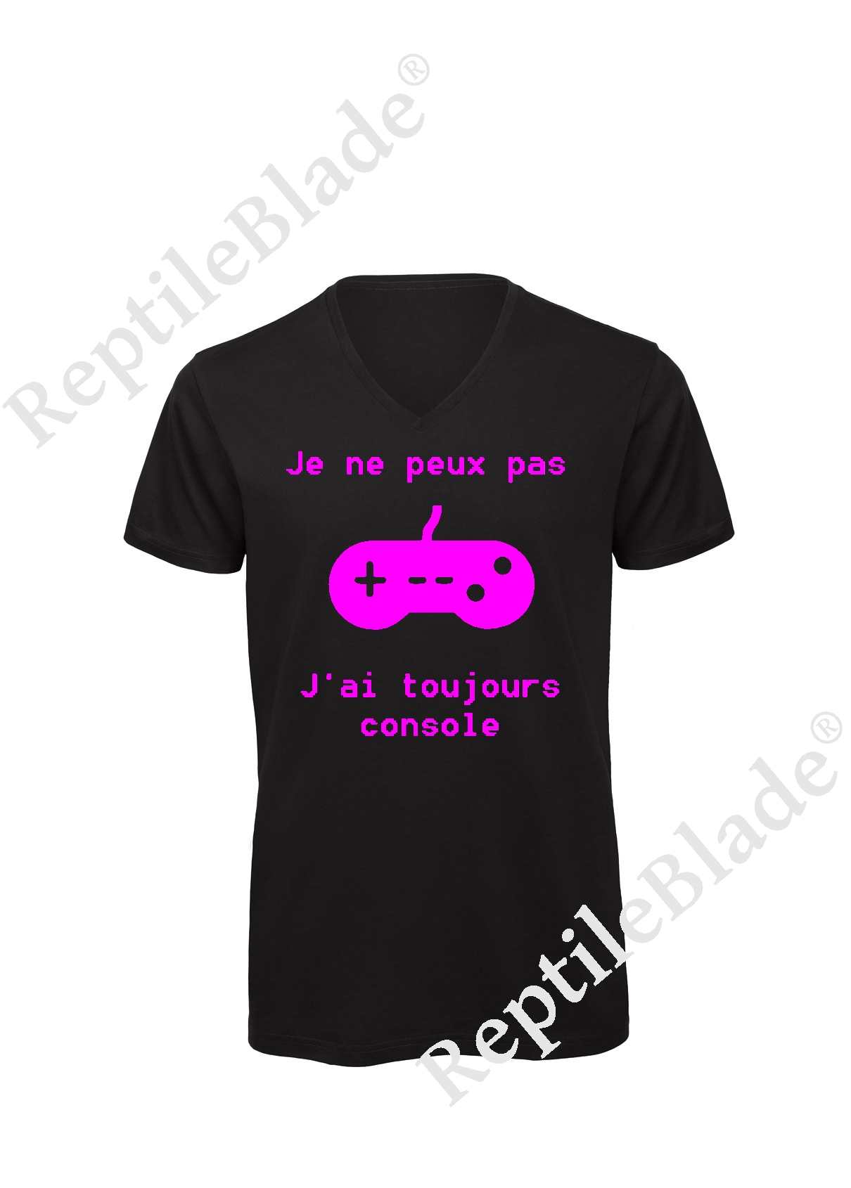 T-shirt homme col v "Je peux pas j'ai toujours console"