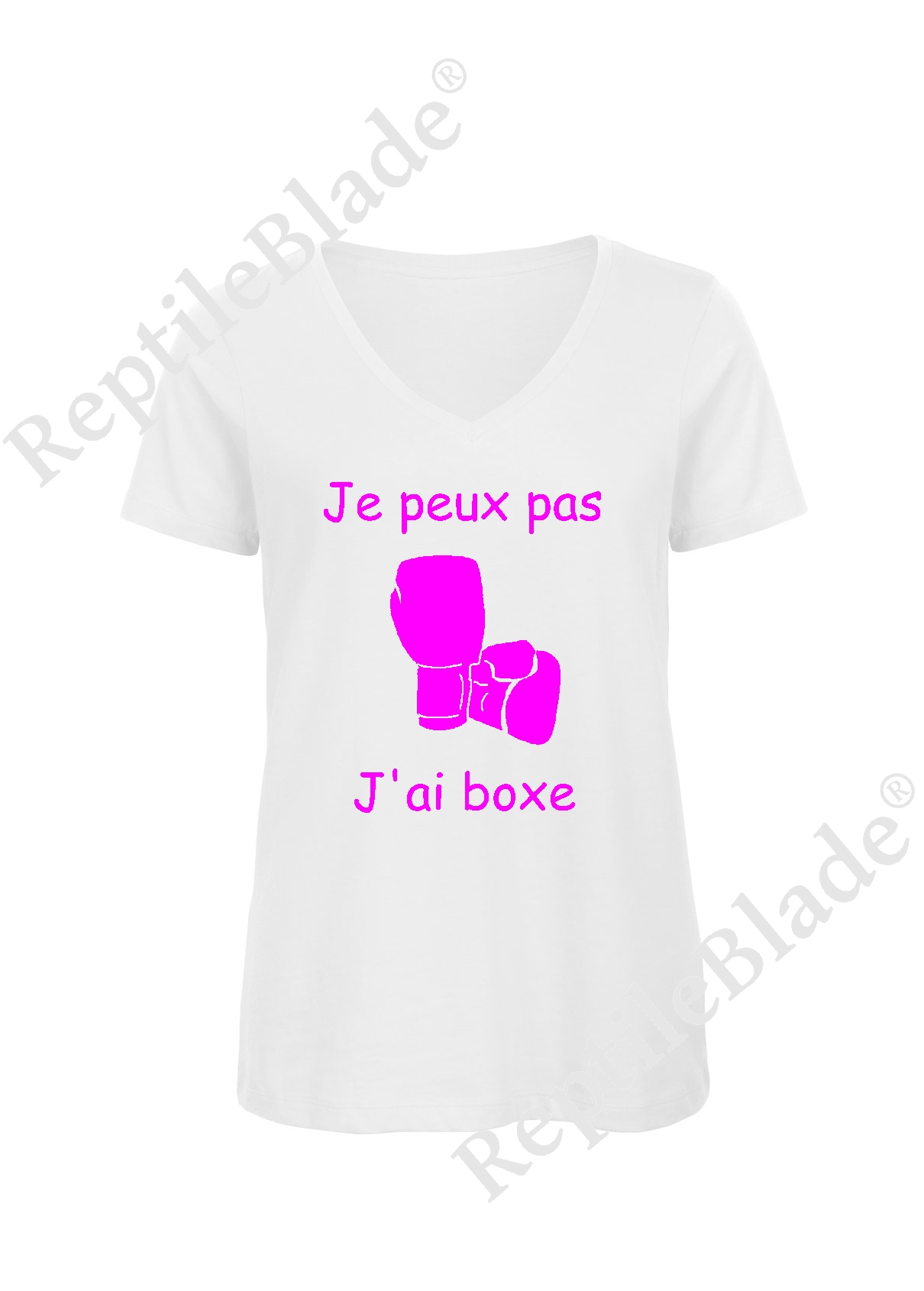 T-shirt femme col v "Je peux pas j'ai boxe"