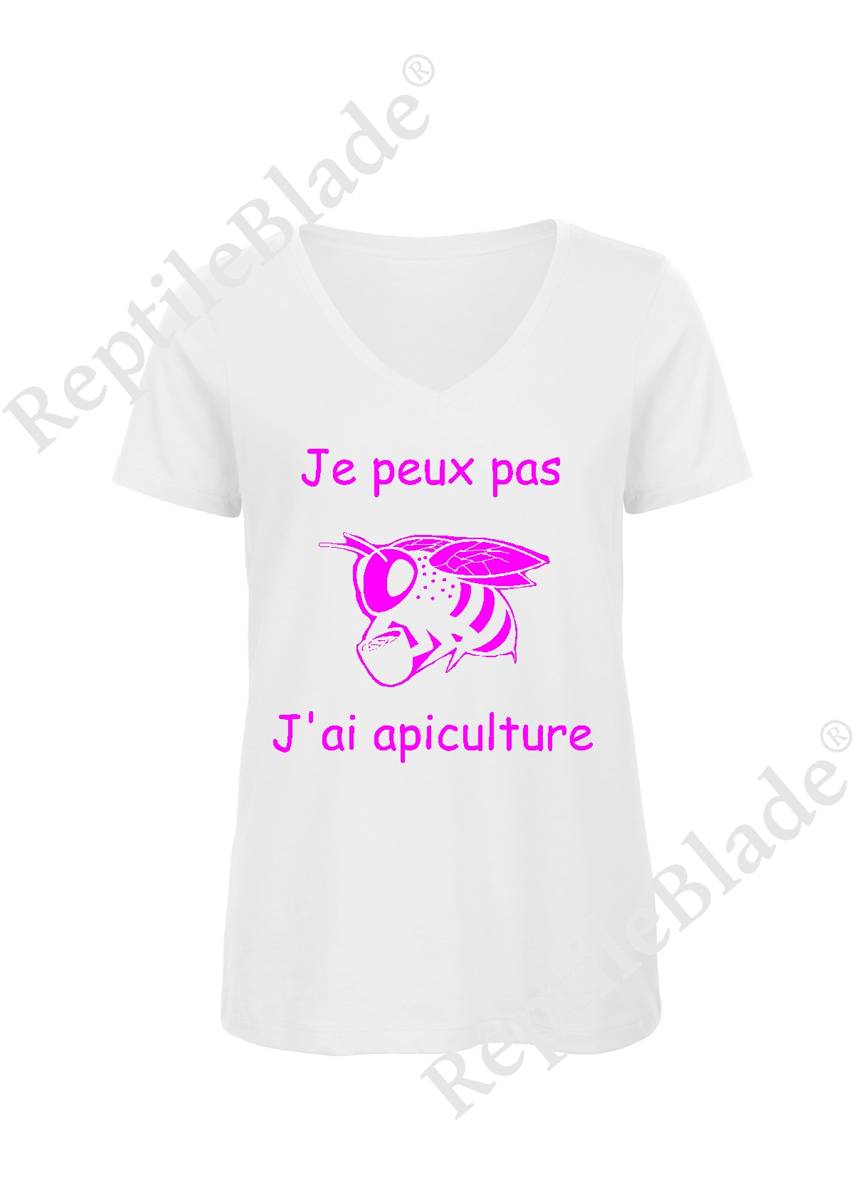 Miniature T-shirt femme col v "Je peux pas j'ai apiculture"