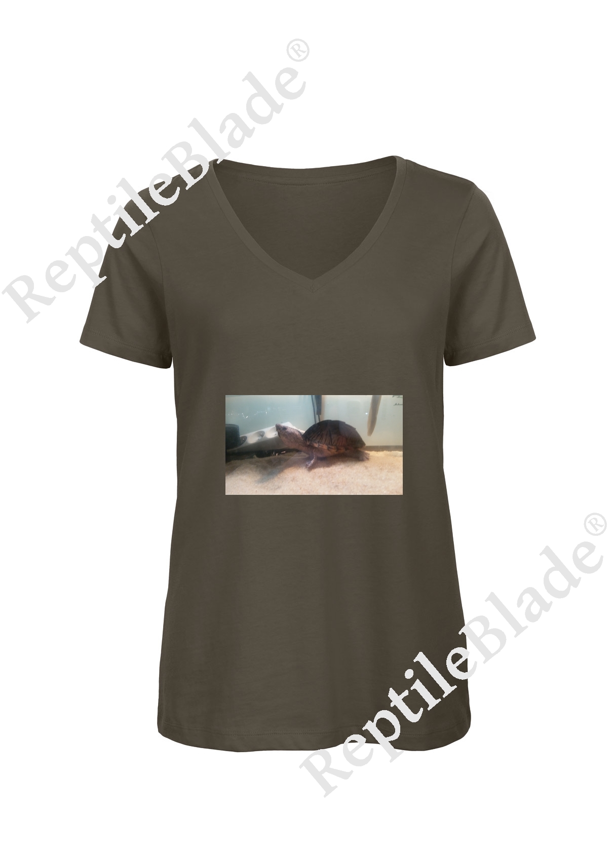 Miniature T-shirt femme col v "Lilo tortues"