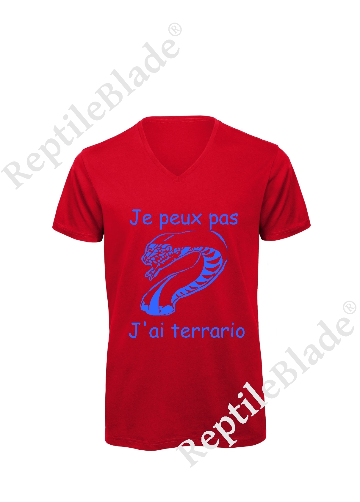 Miniature T-shirt homme col v "Je peux pas j'ai terrario"