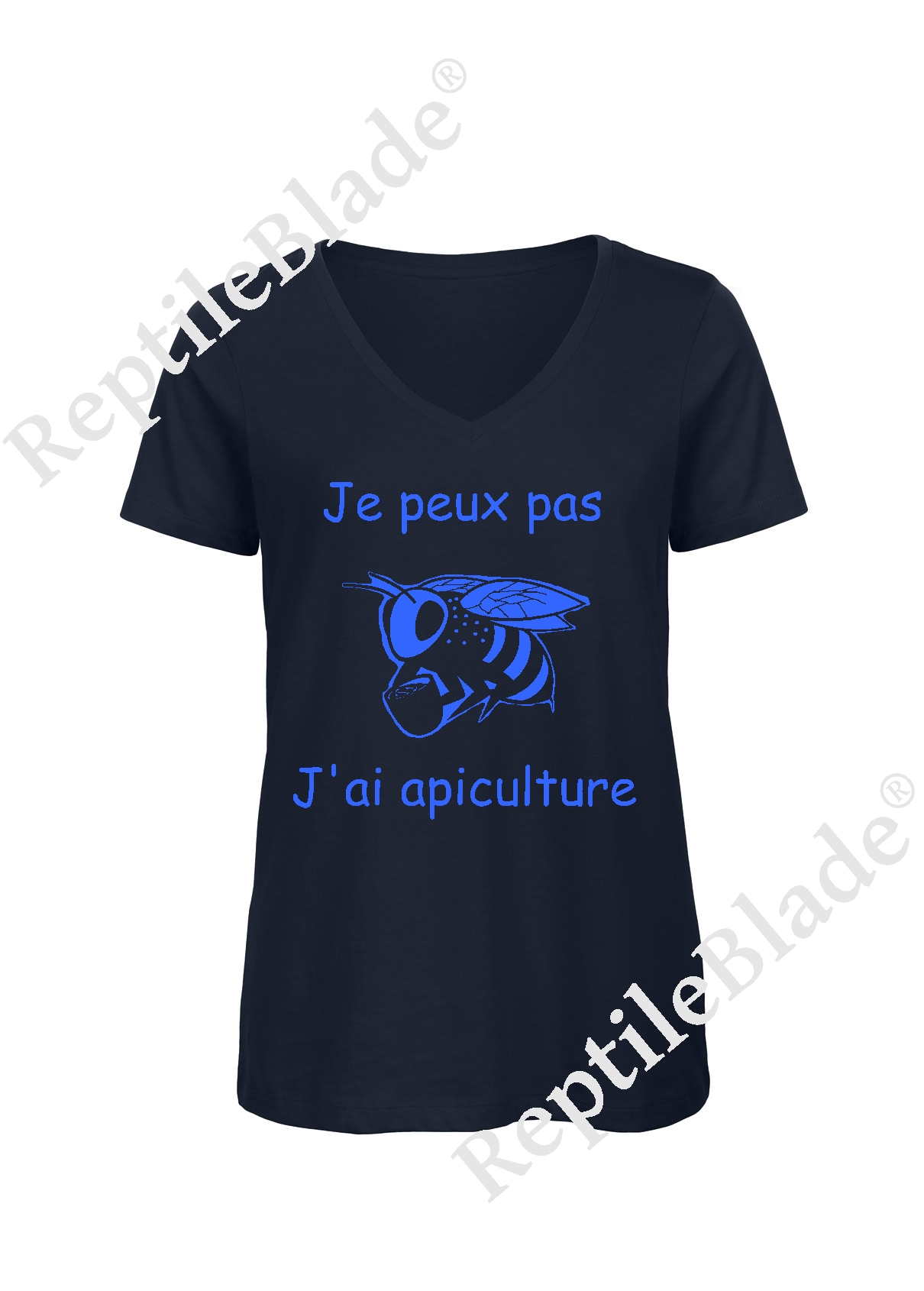 Miniature T-shirt femme col v "Je peux pas j'ai apiculture"