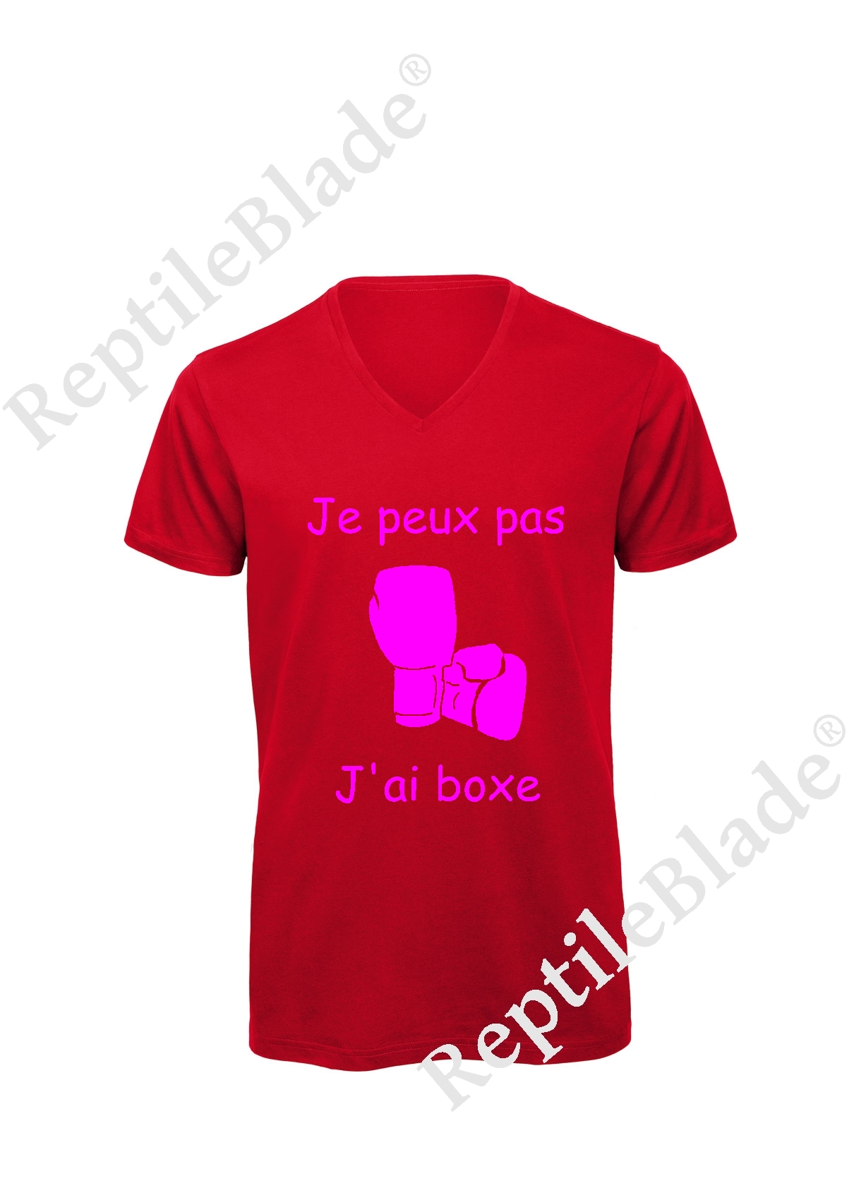 Miniature T-shirt homme col v "Je peux pas j'ai boxe"