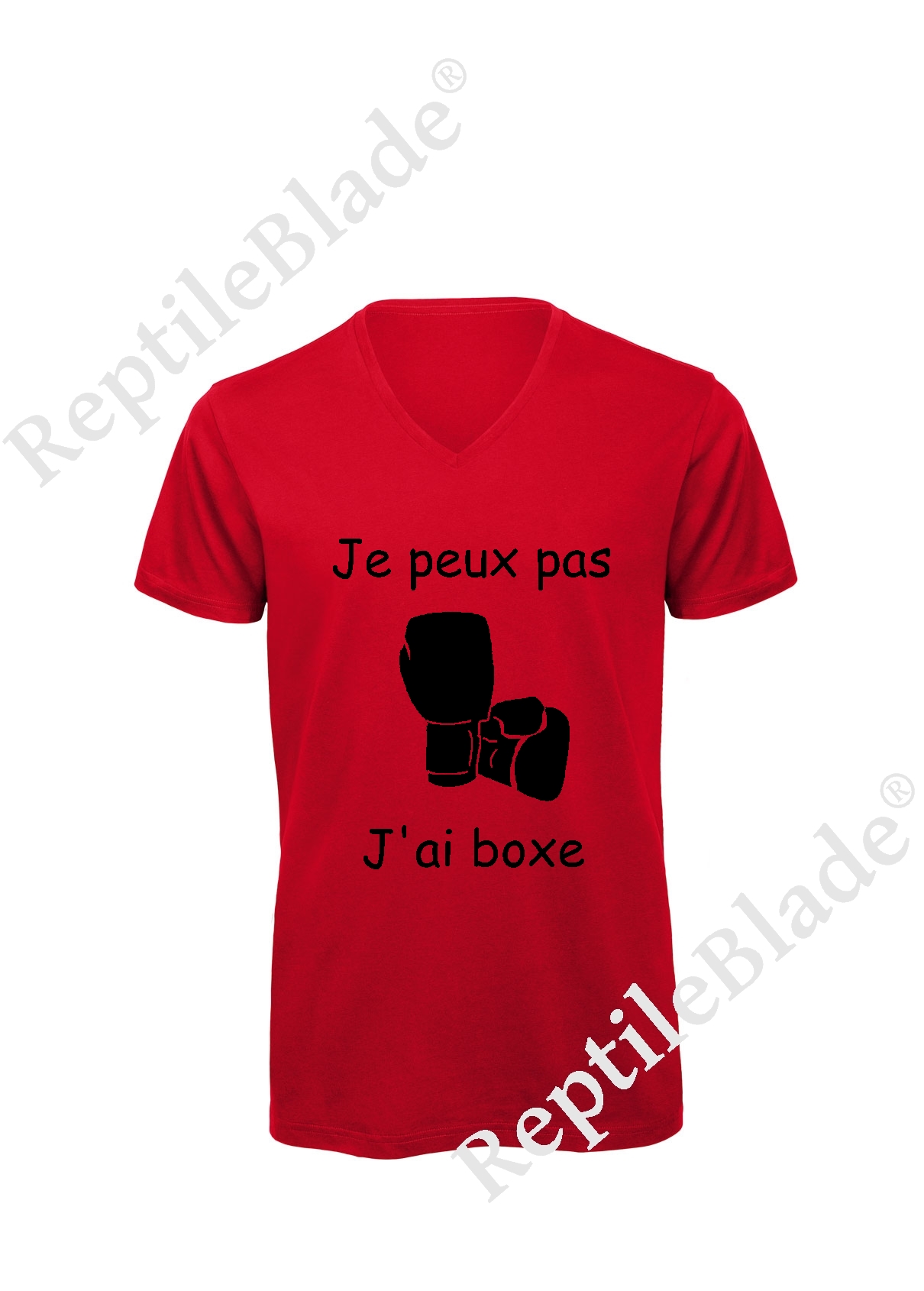 T-shirt homme col v "Je peux pas j'ai boxe"