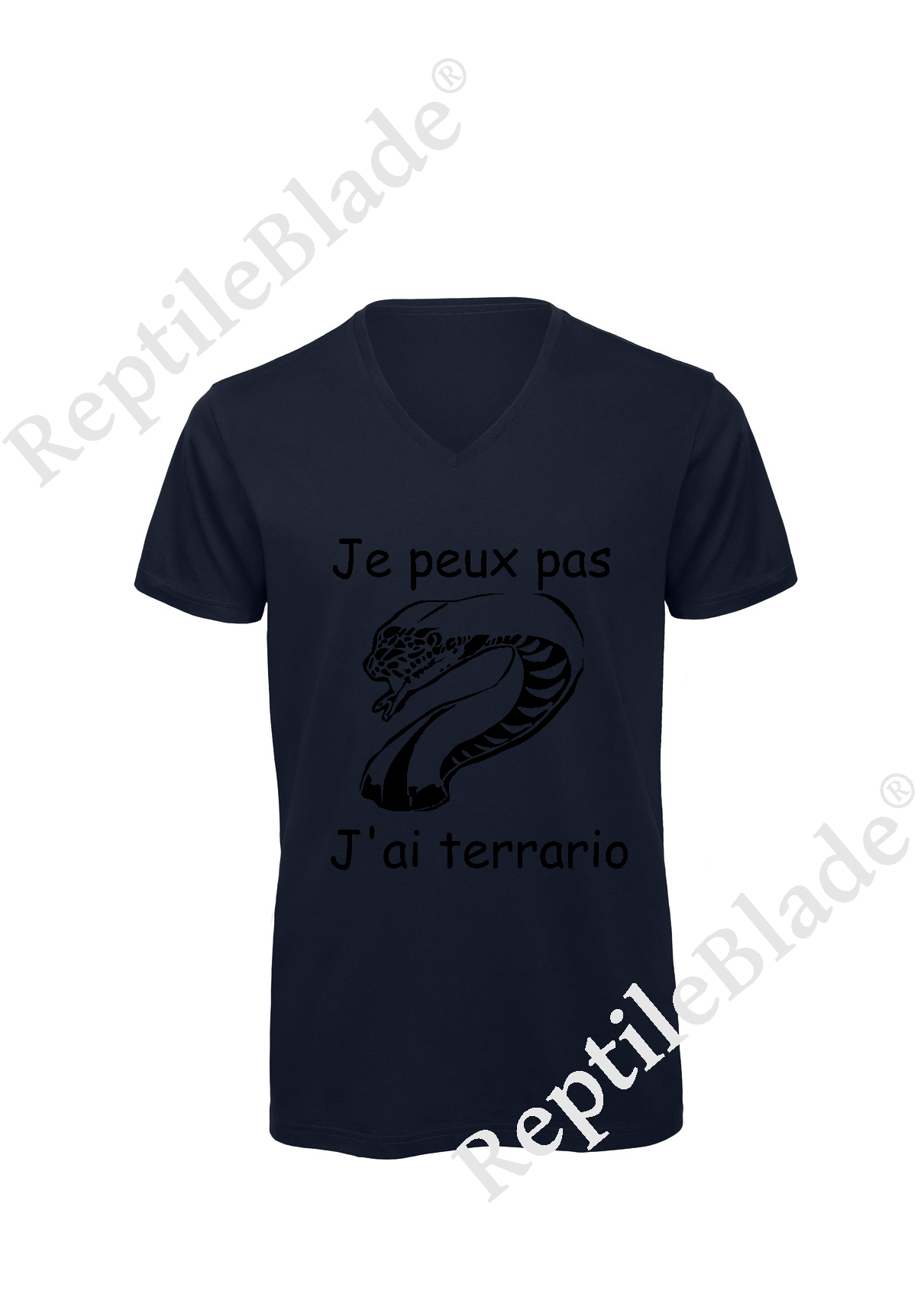 Miniature T-shirt homme col v "Je peux pas j'ai terrario"