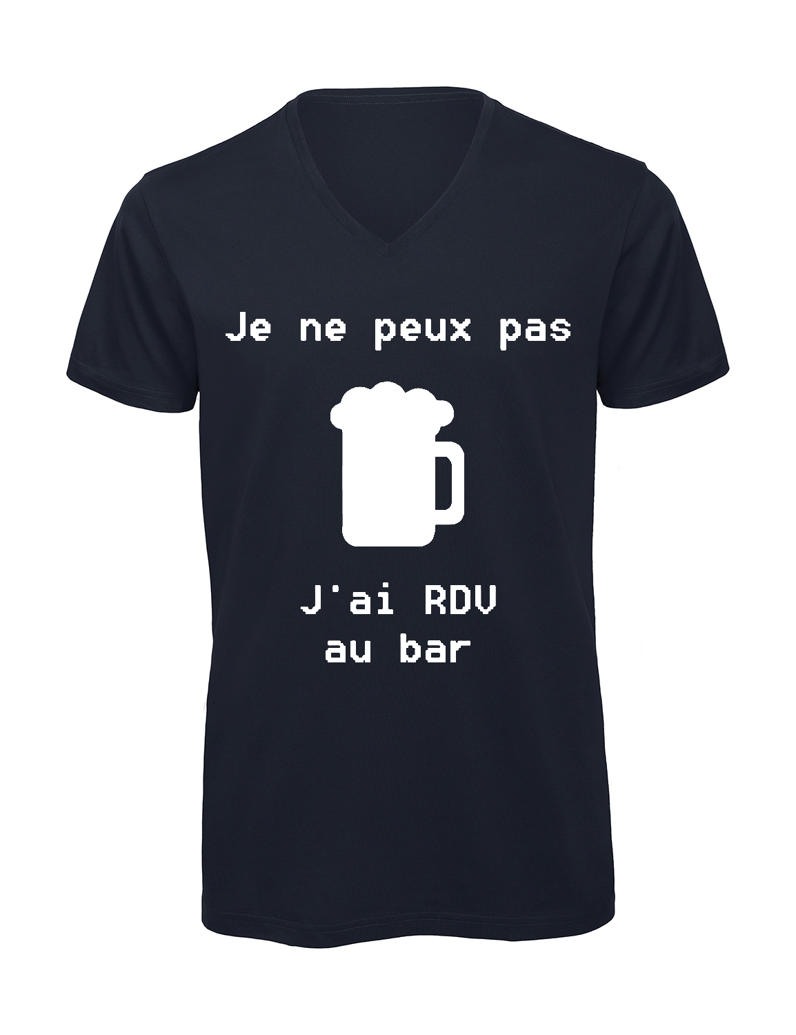 Miniature T-shirt homme col v "Je peux pas j'ai encore rdv au bar"