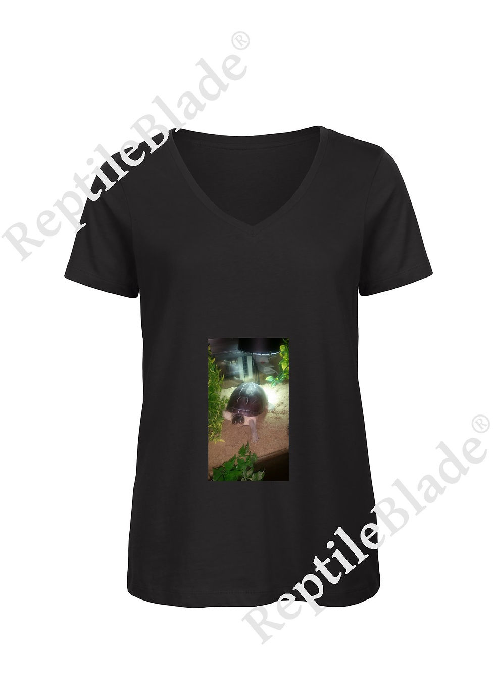 縮圖：T-shirt femme col v "Lilo tortues"