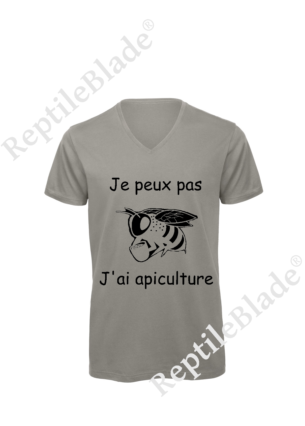 Miniature T-shirt homme col v "Je peux pas j'ai apiculture"