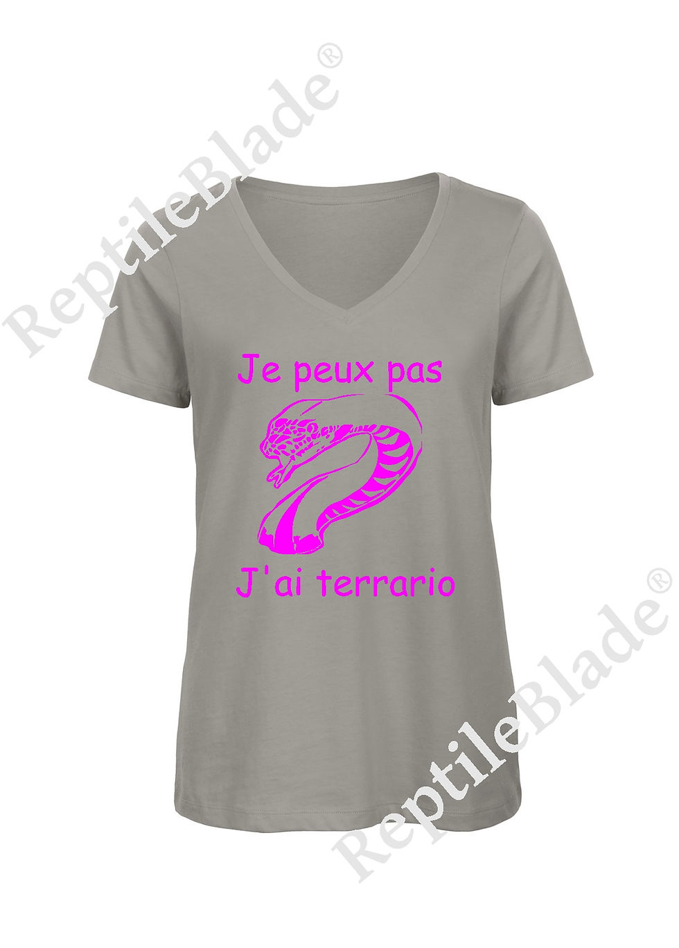 Прев'ю: T-shirt femme col v "Je peux pas j'ai terrario"