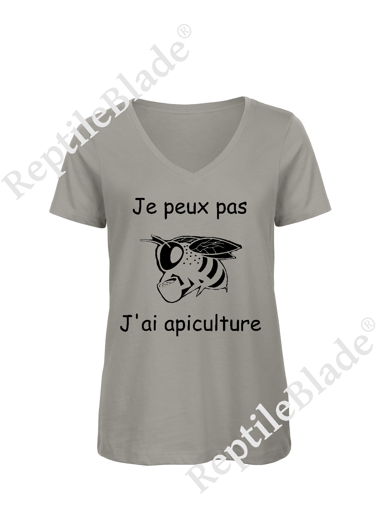 Miniature T-shirt femme col v "Je peux pas j'ai apiculture"