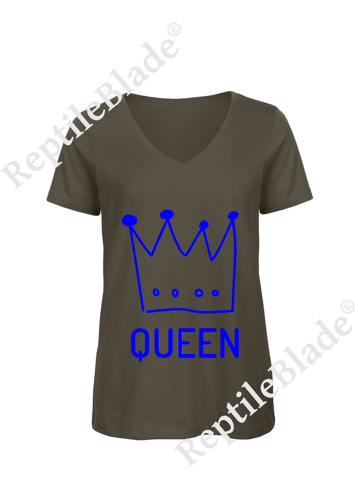 T-shirt femme col v "queen"