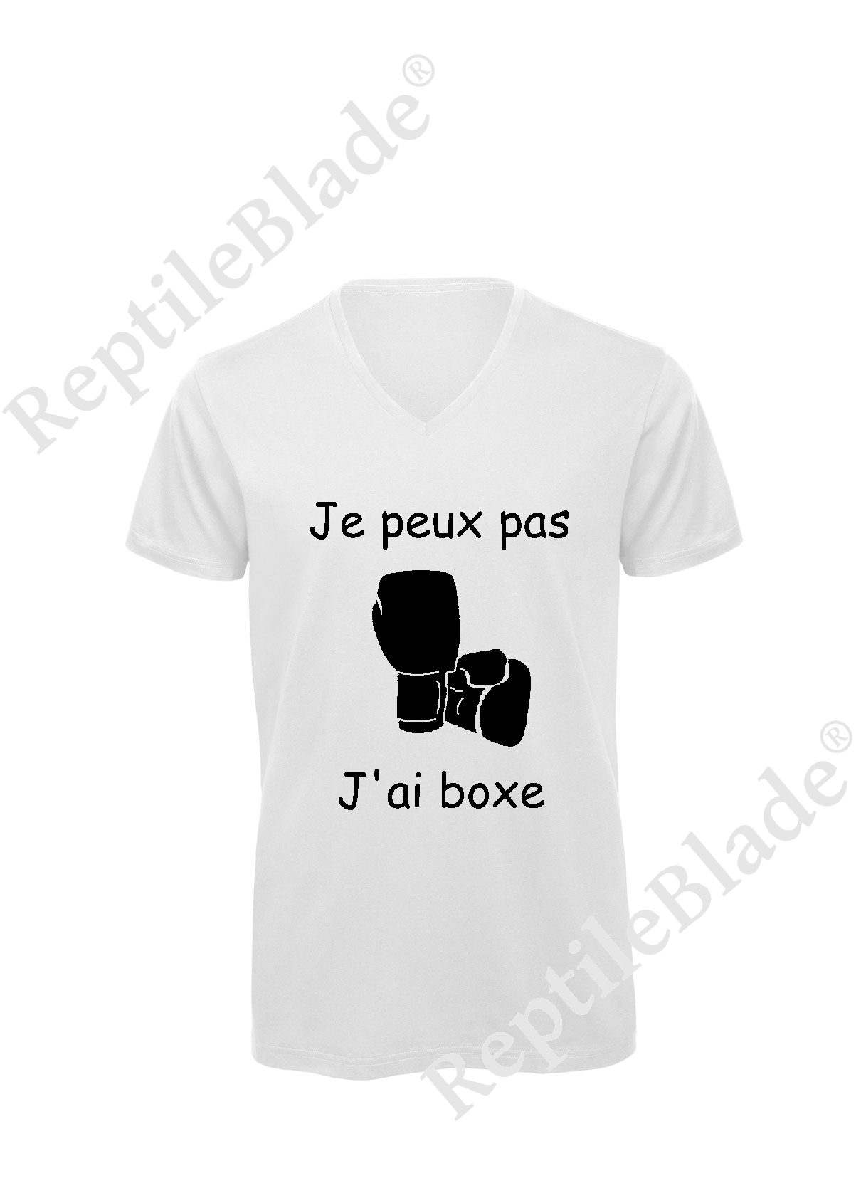 Miniature T-shirt homme col v "Je peux pas j'ai boxe"