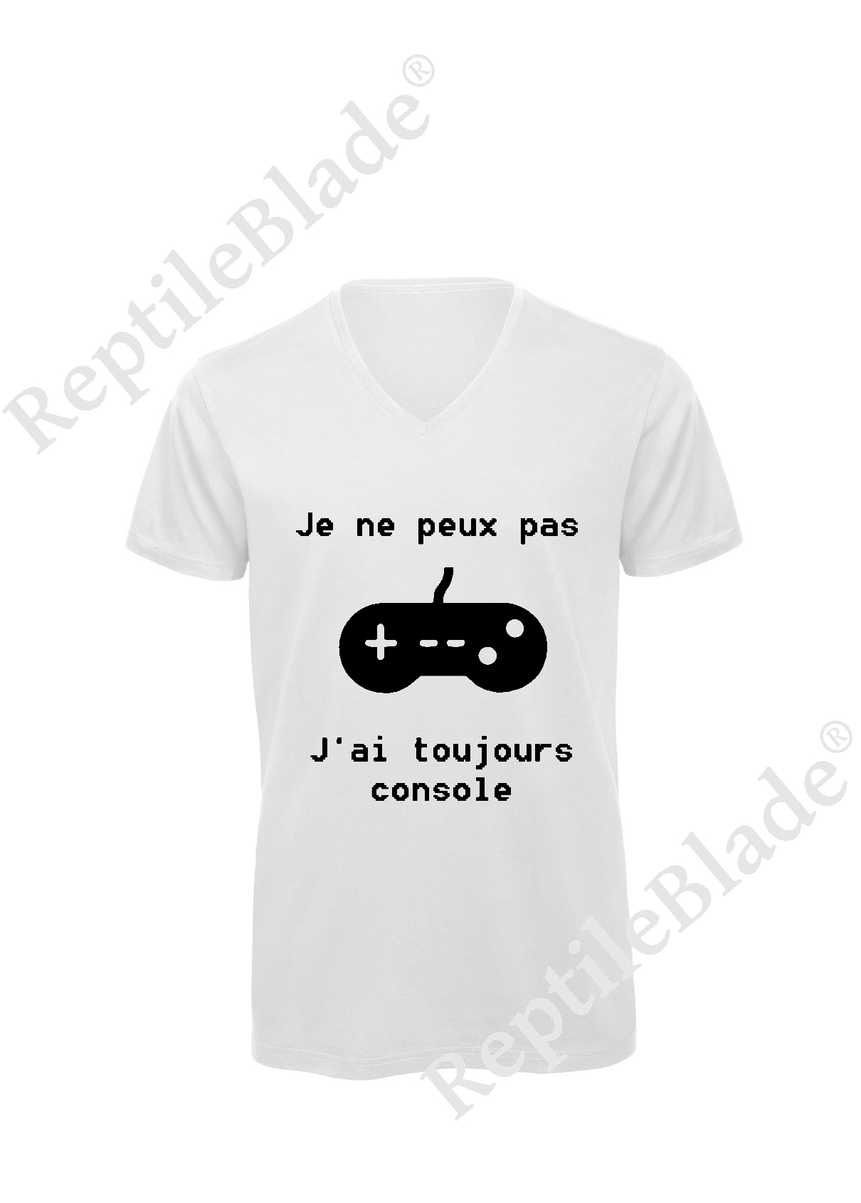 T-shirt homme col v "Je peux pas j'ai toujours console"