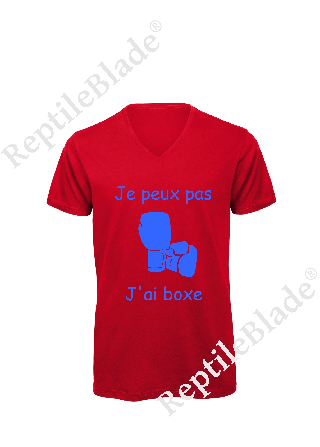 Miniature T-shirt homme col v "Je peux pas j'ai boxe"