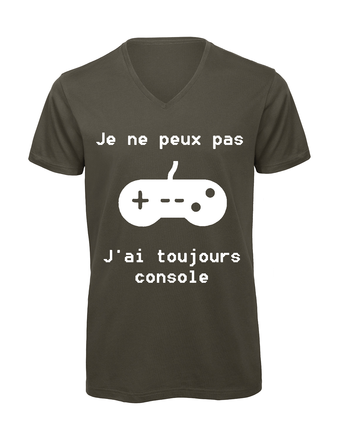 Miniature T-shirt homme col v "Je peux pas j'ai toujours console"