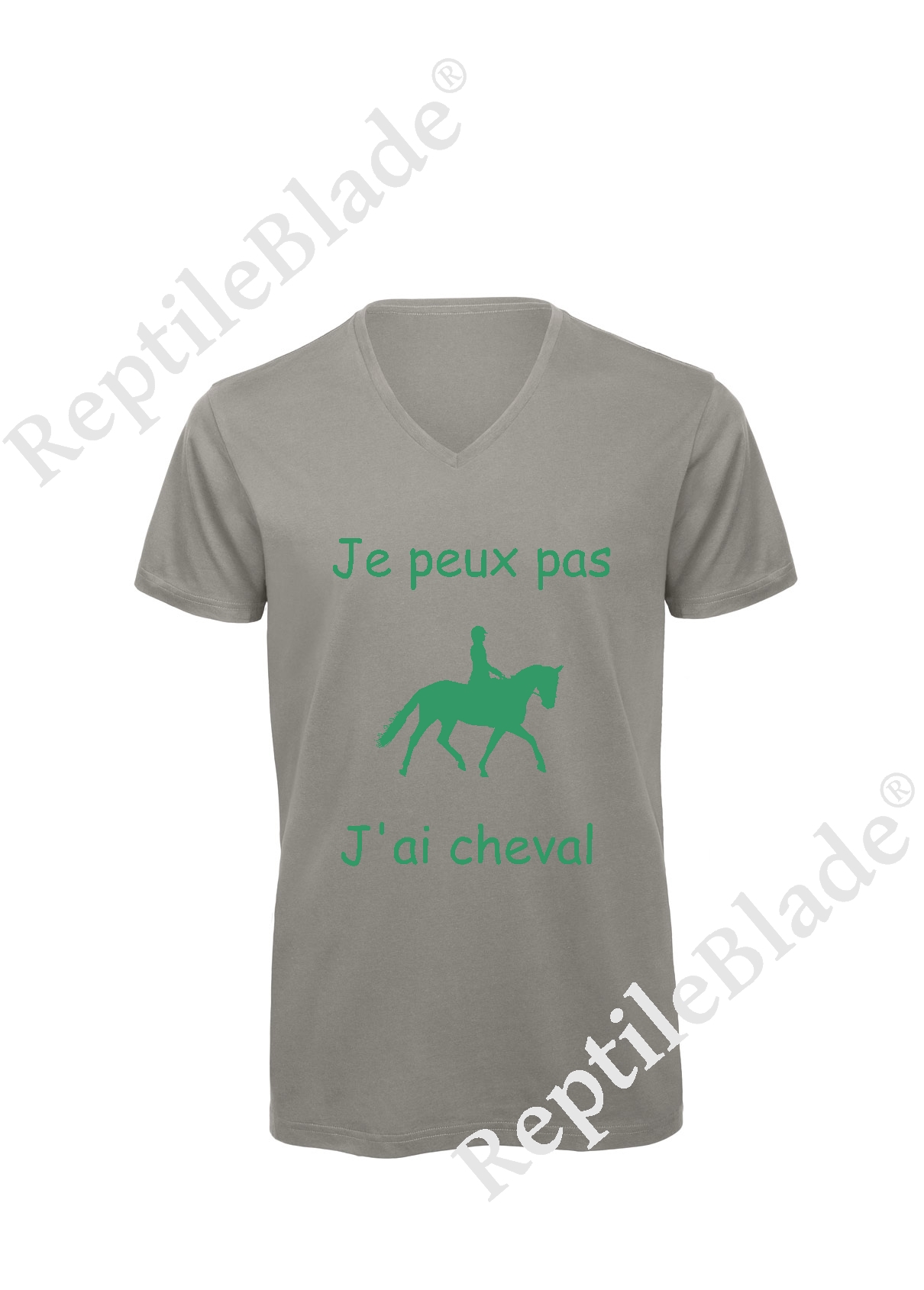 T-shirt homme col v "Je peux pas j'ai cheval"