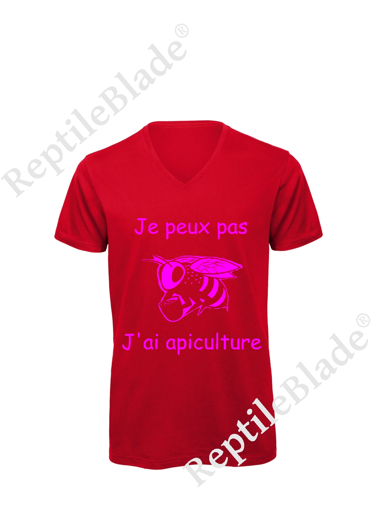 Miniature T-shirt homme col v "Je peux pas j'ai apiculture"