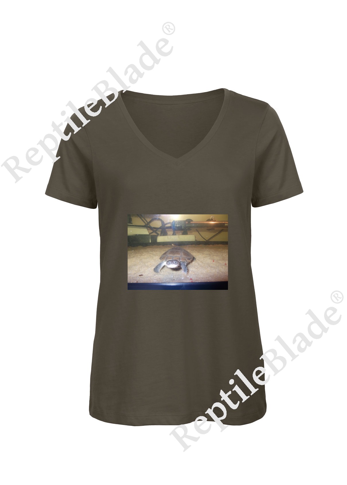 Miniature T-shirt femme col v "Lilo tortues"