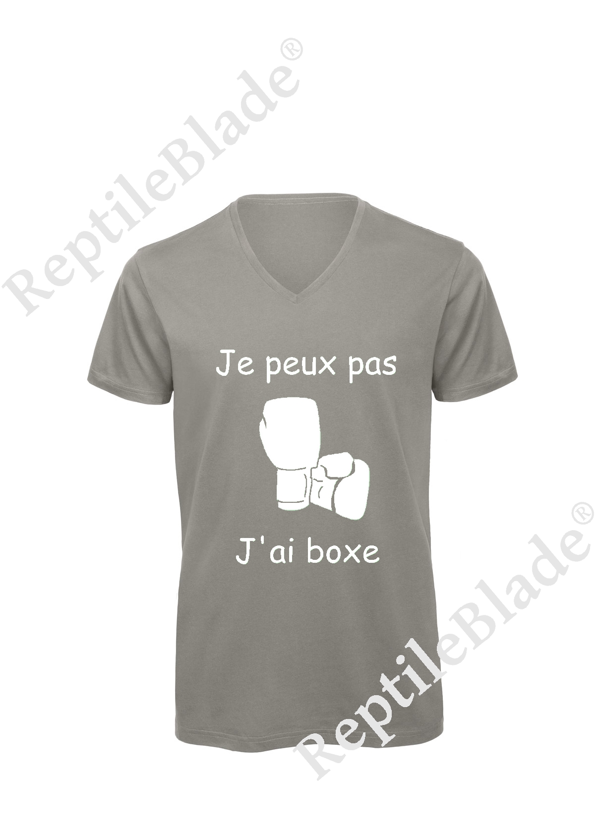 Miniature T-shirt homme col v "Je peux pas j'ai boxe"