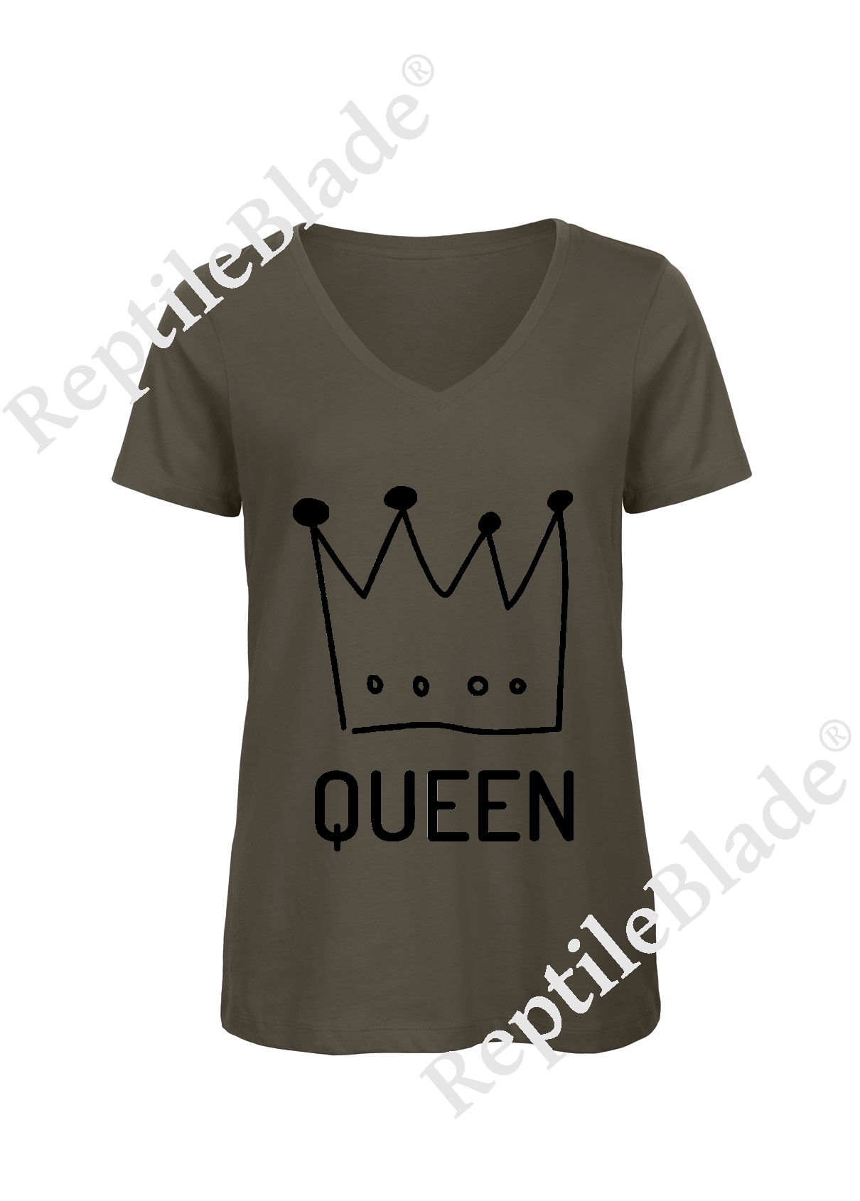 T-shirt femme col v "queen"