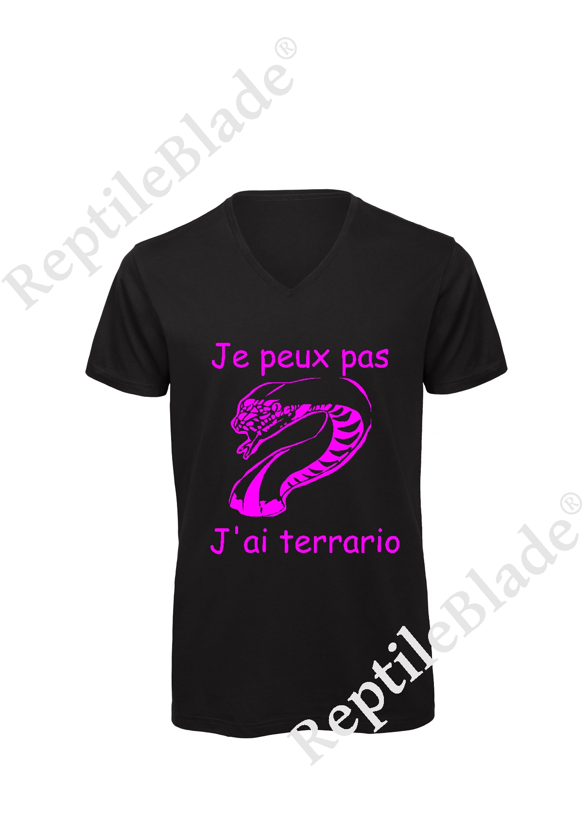 Miniature T-shirt homme col v "Je peux pas j'ai terrario"