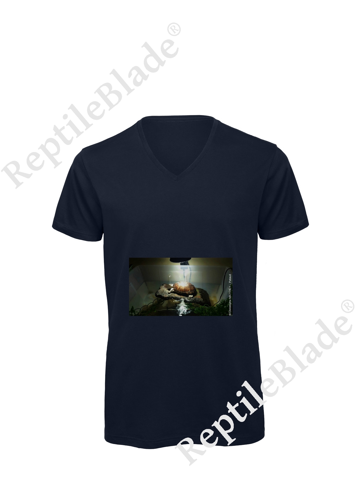 Miniature T-shirt homme col v "Lilo tortues"
