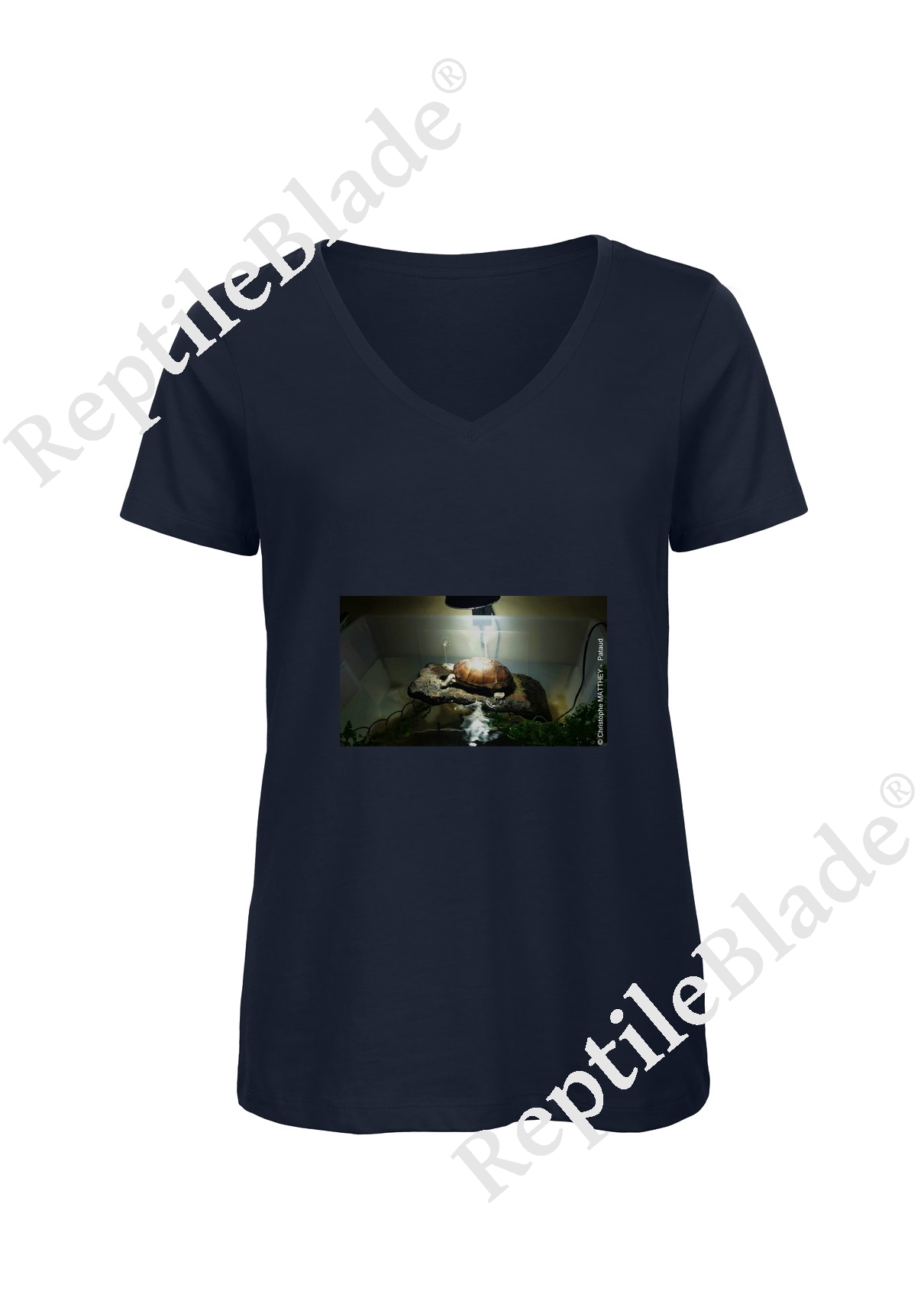 Miniature T-shirt femme col v "Lilo tortues"