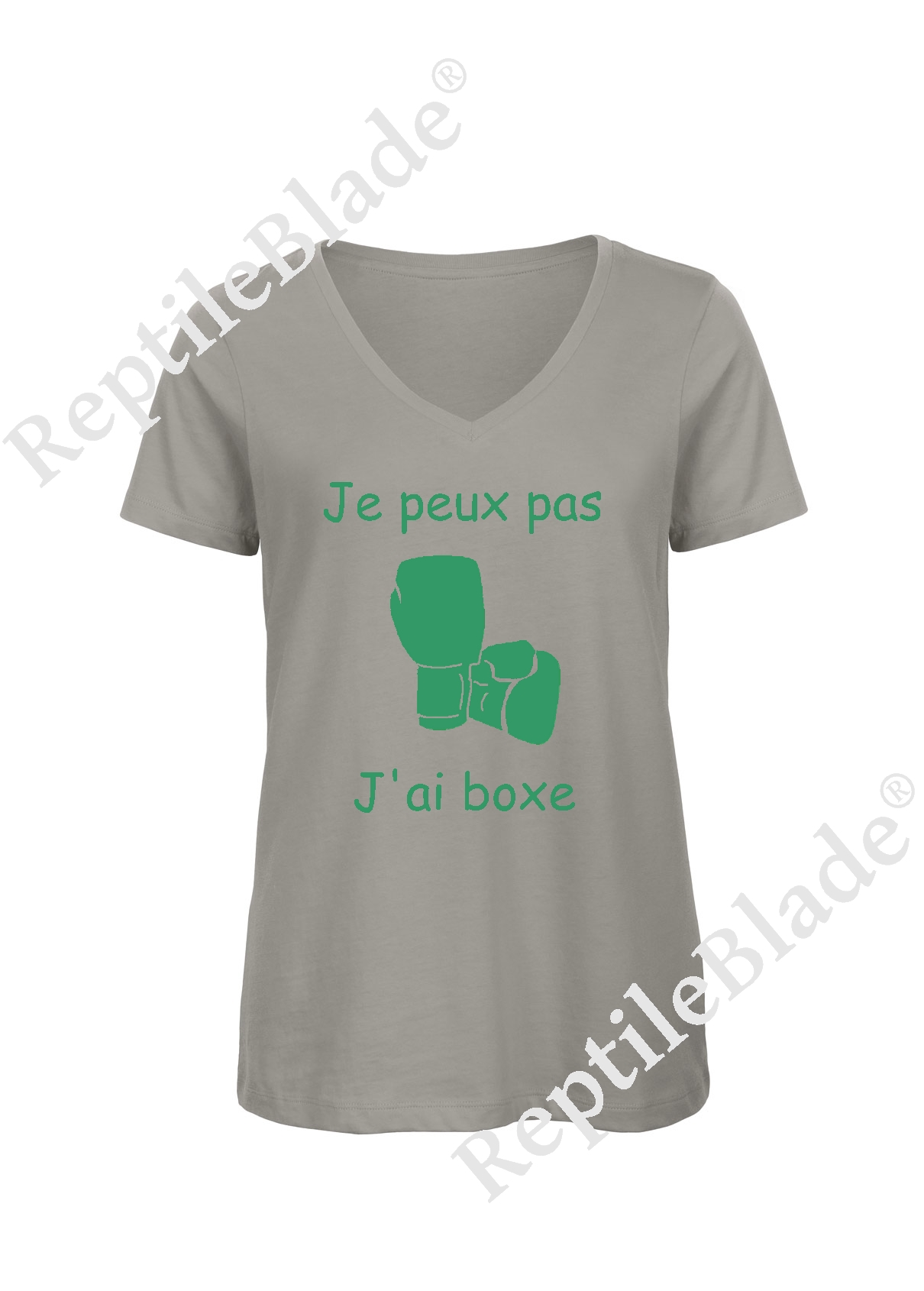 Miniature T-shirt femme col v "Je peux pas j'ai boxe"