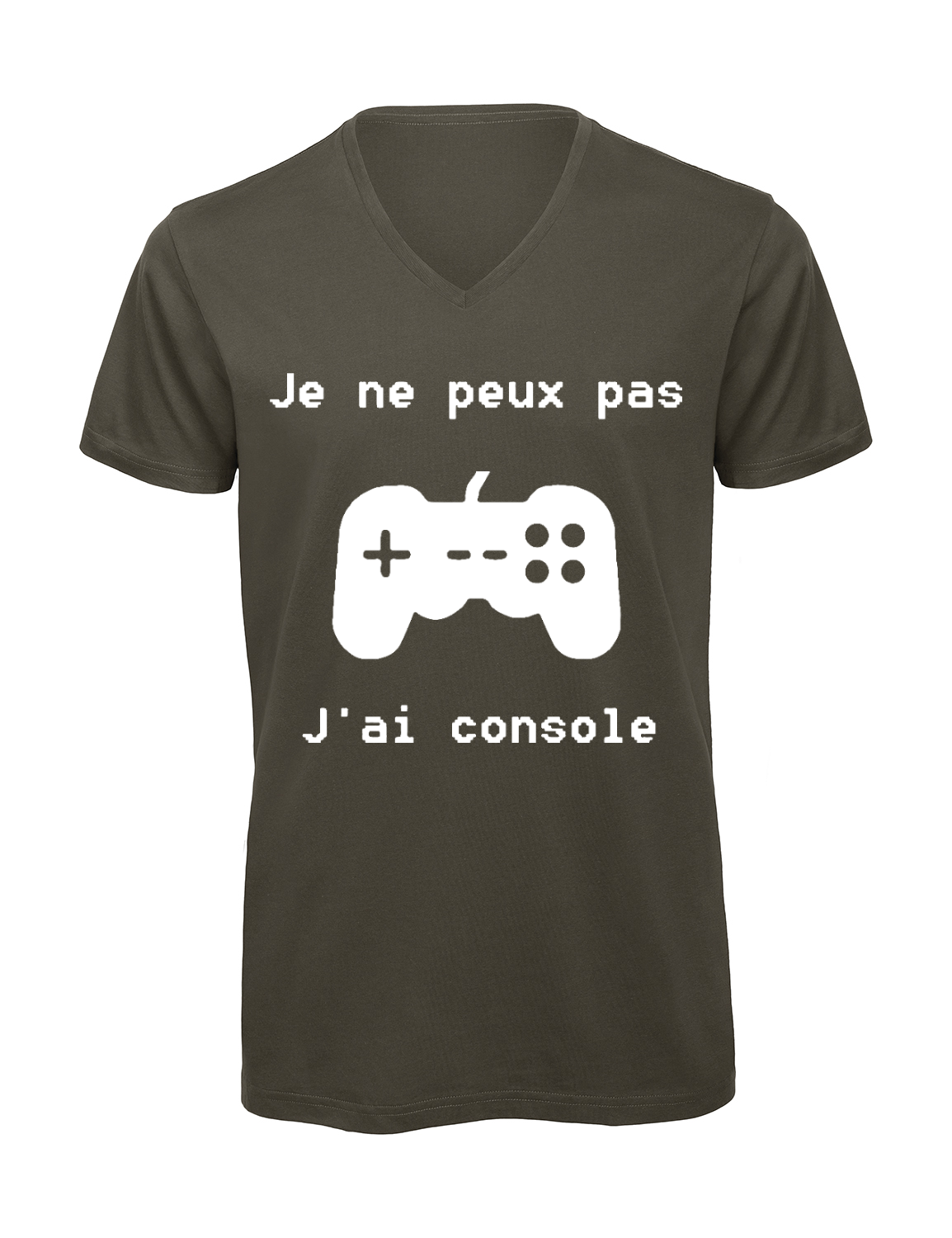 T-shirt homme col v "Je peux pas j'ai console"