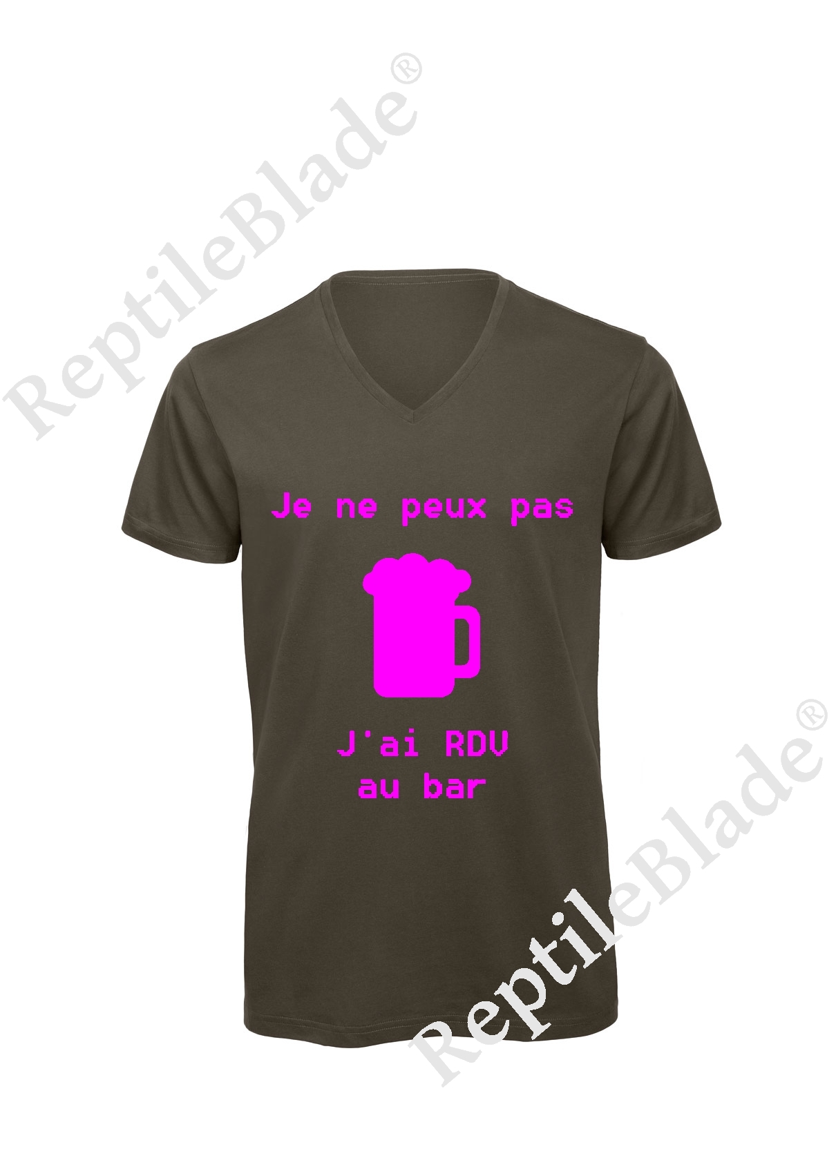 Miniature T-shirt homme col v "Je peux pas j'ai encore rdv au bar"