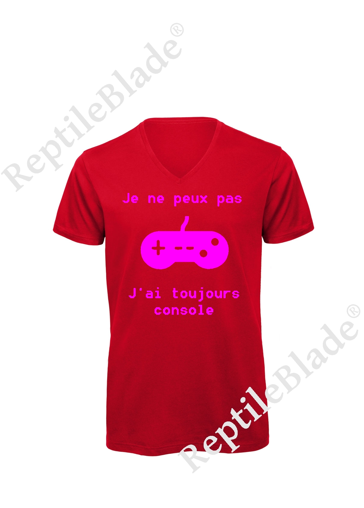Miniature T-shirt homme col v "Je peux pas j'ai toujours console"