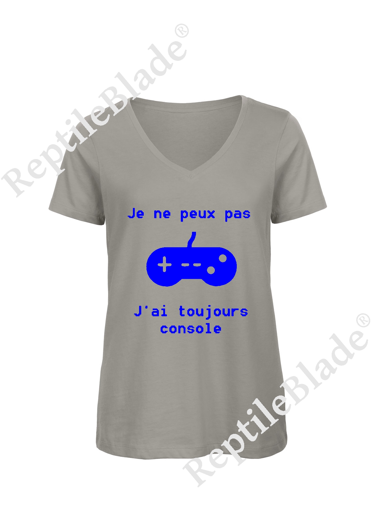 Miniature T-shirt femme col v "Je peux pas j'ai toujours console"