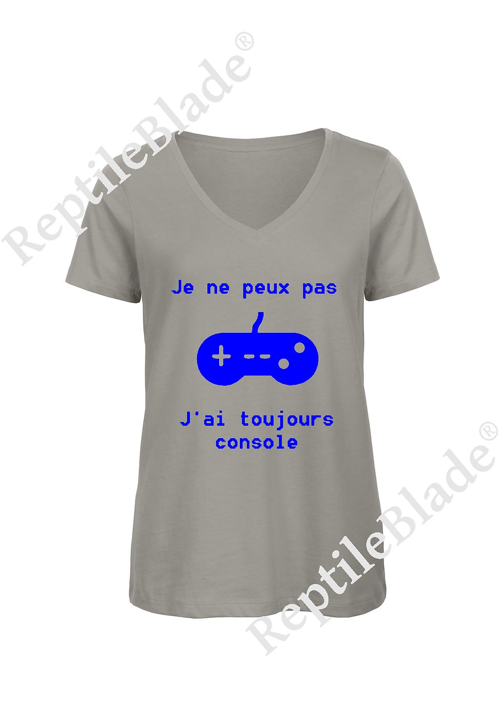Thumbnail: T-shirt femme col v "Je peux pas j'ai toujours console"