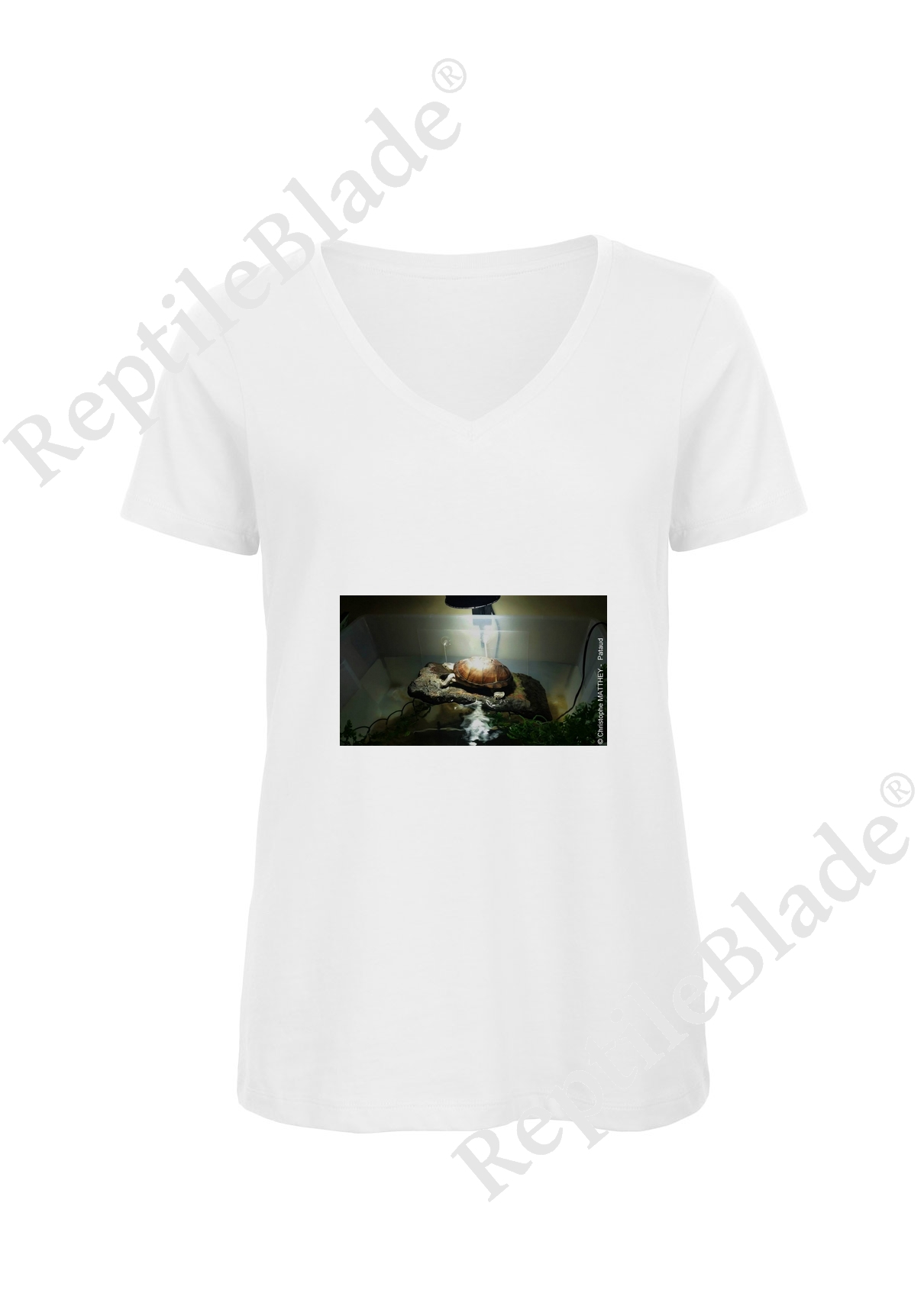 Miniature T-shirt femme col v "Lilo tortues"