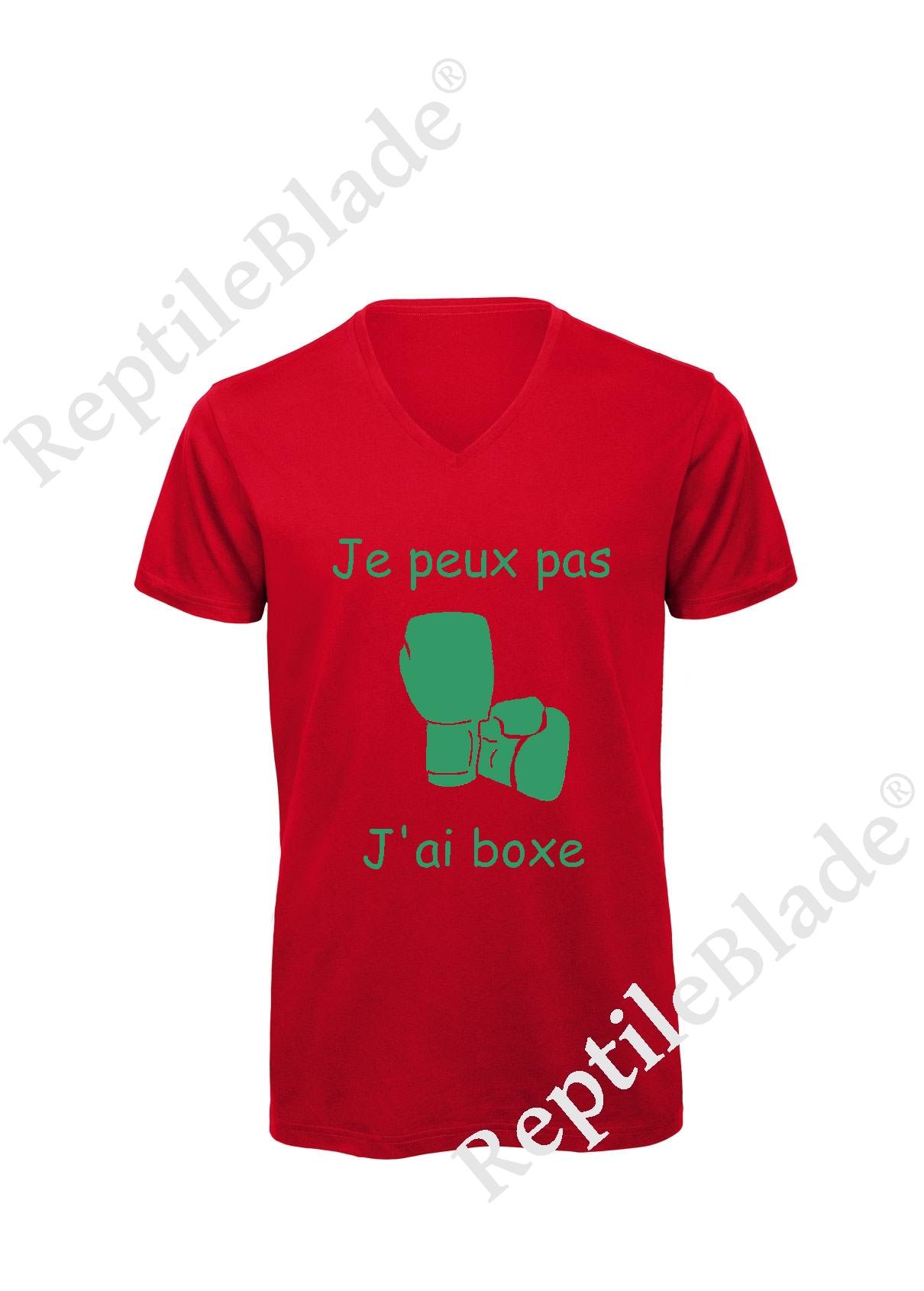 Miniature T-shirt homme col v "Je peux pas j'ai boxe"