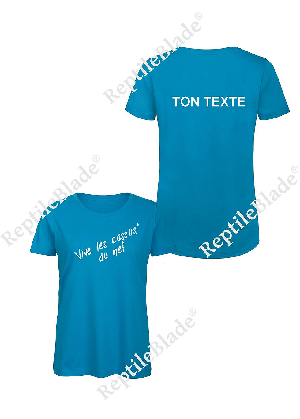 תמונה ממוזערת: T-shirt femme "Vive les cassos' du net" (avec ton texte au dos)