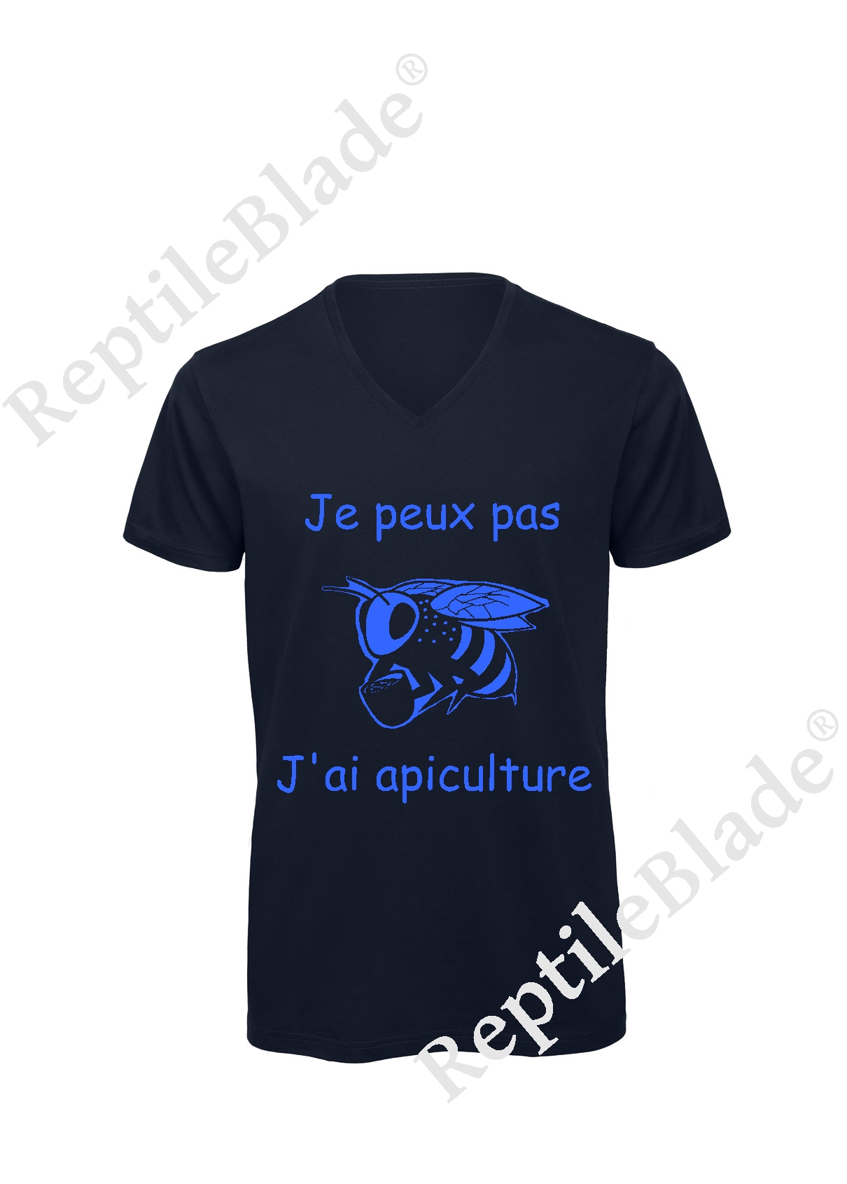 Miniature T-shirt homme col v "Je peux pas j'ai apiculture"