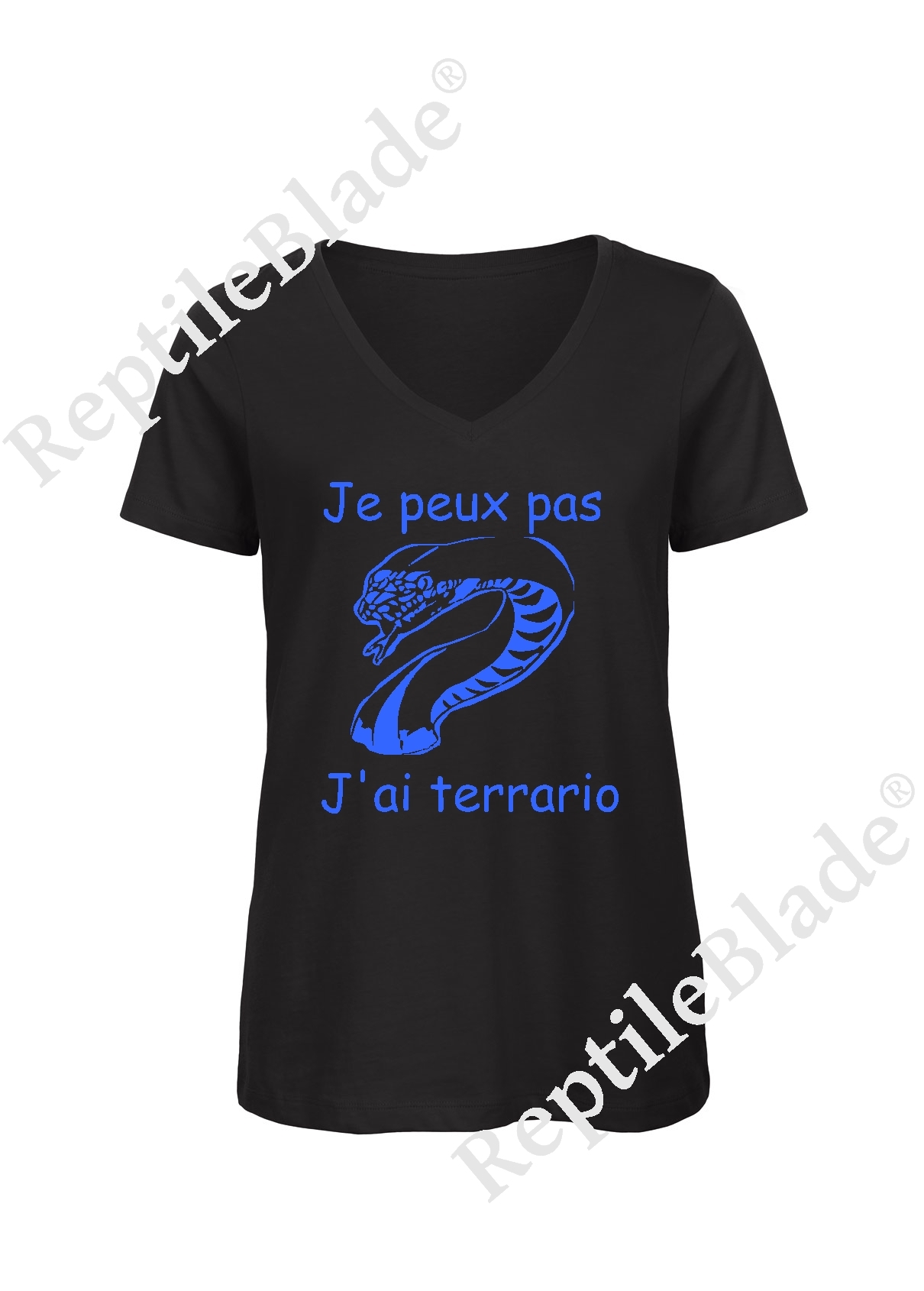 Miniature T-shirt femme col v "Je peux pas j'ai terrario"