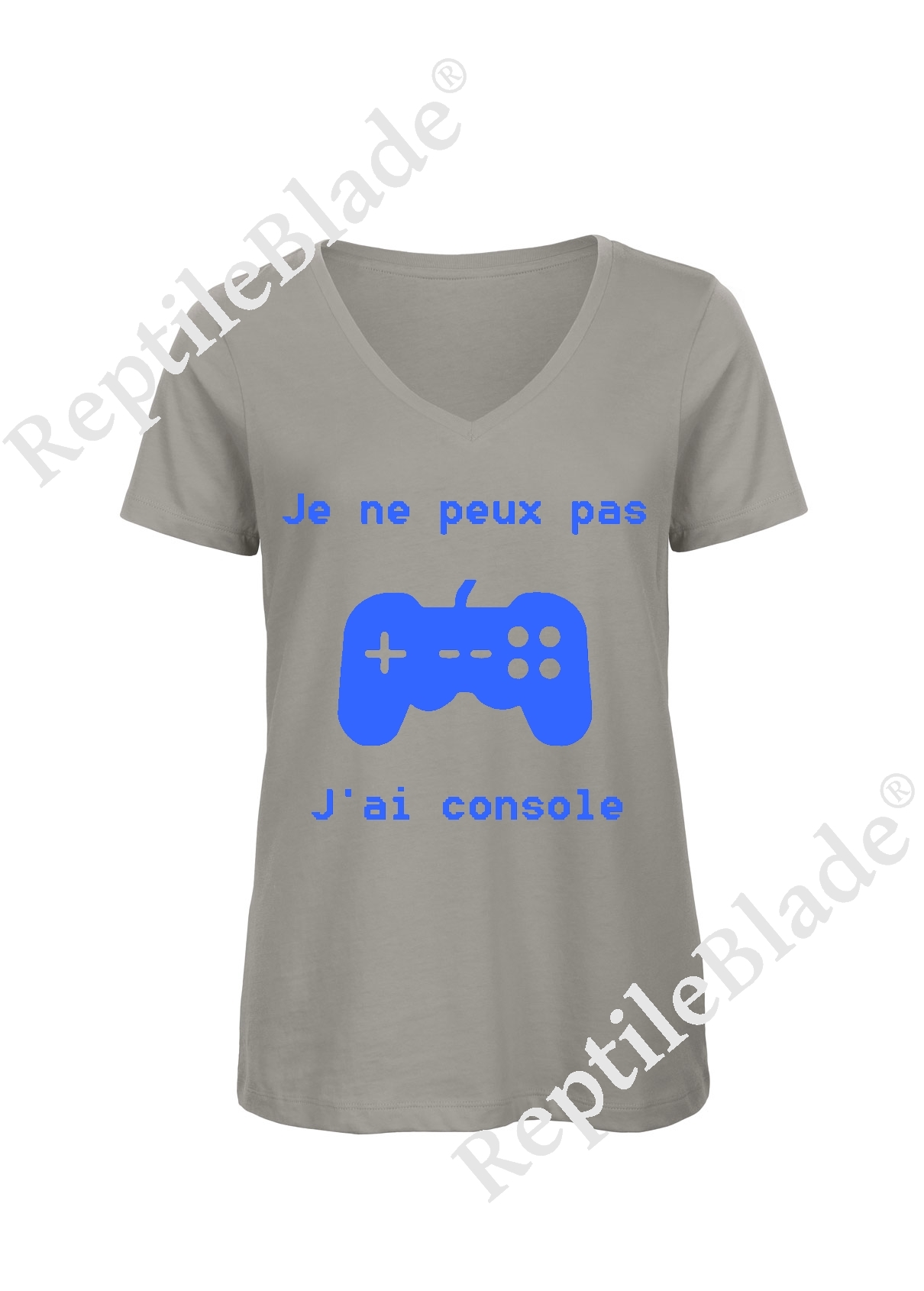 T-shirt femme col v "Je peux pas j'ai console"