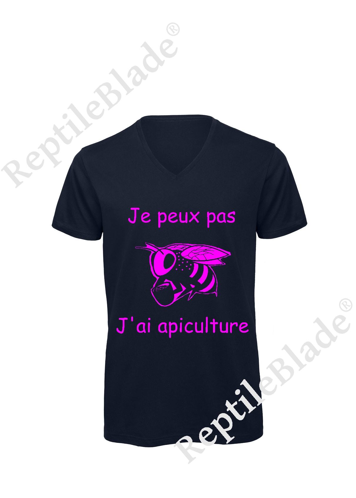 Miniature T-shirt homme col v "Je peux pas j'ai apiculture"